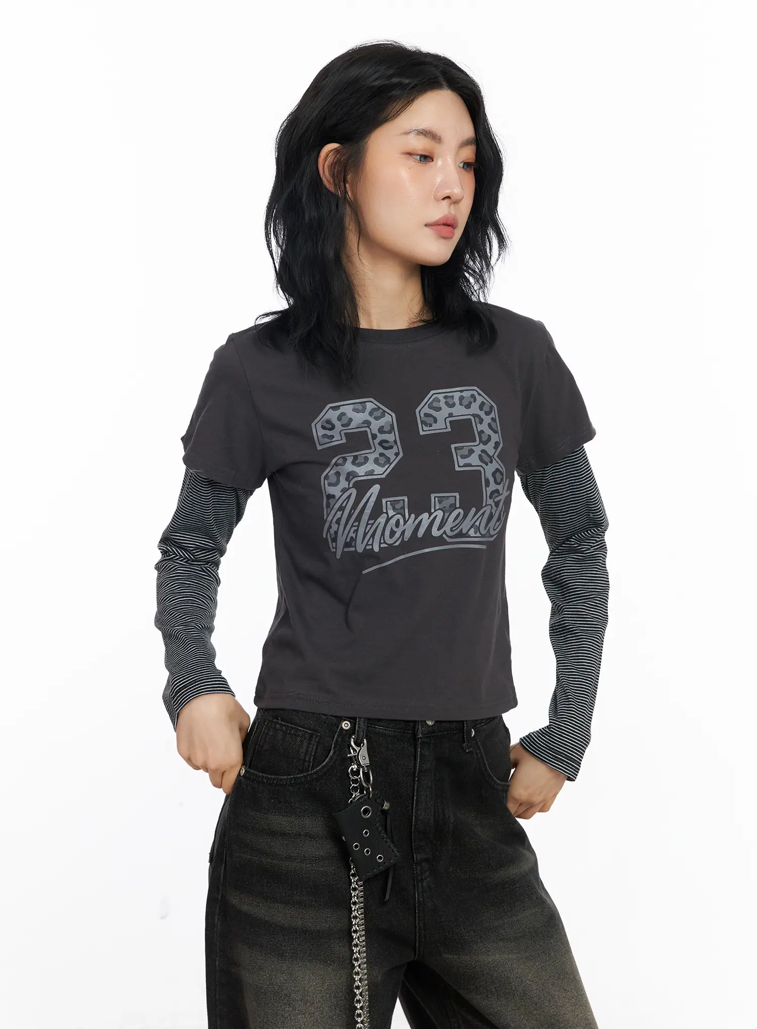 23 Graphic Layered Long Sleeve Top CJ523 - Image 2