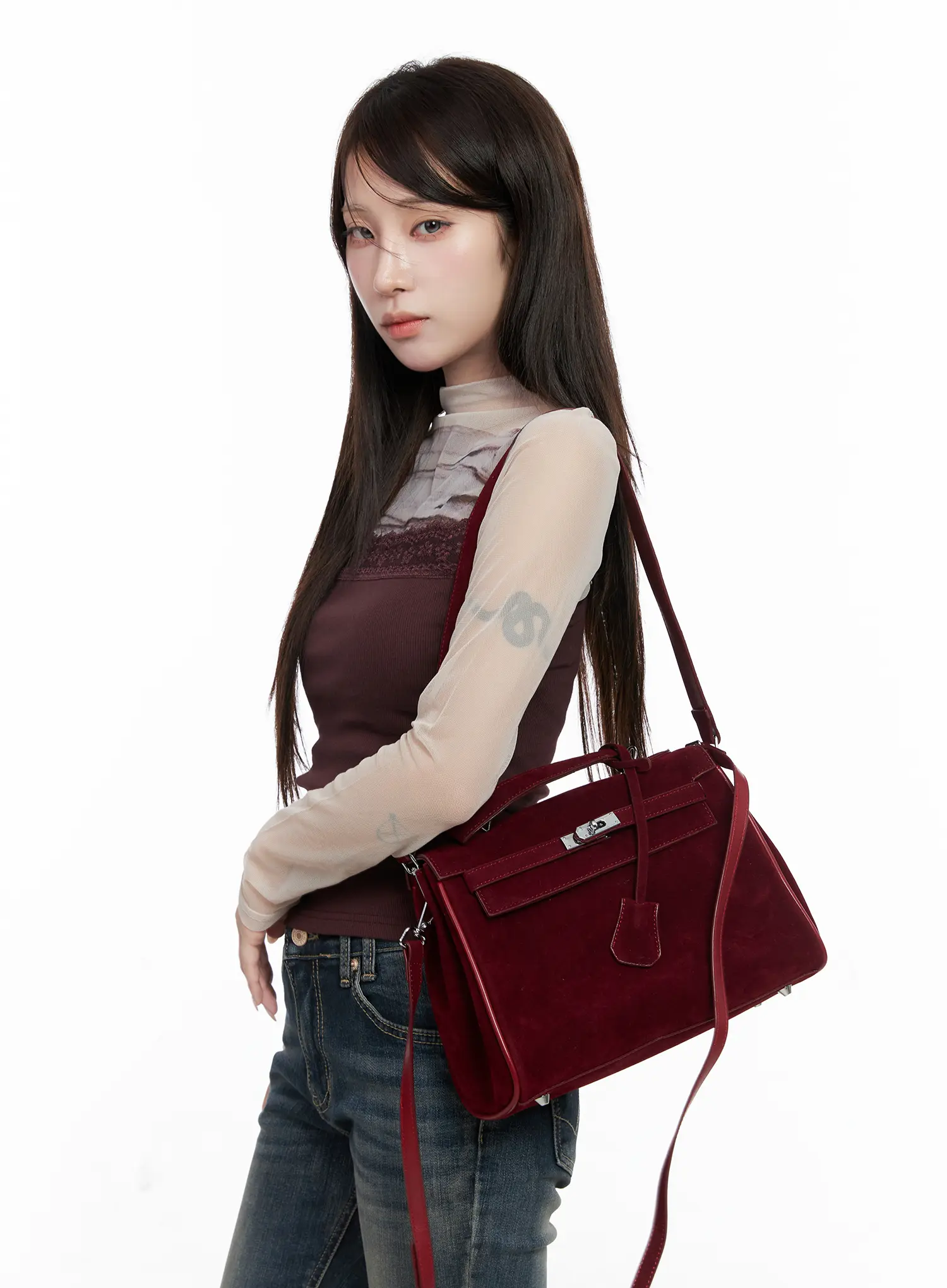 3-Way Suede Crossbody Bag CO521 - Image 2