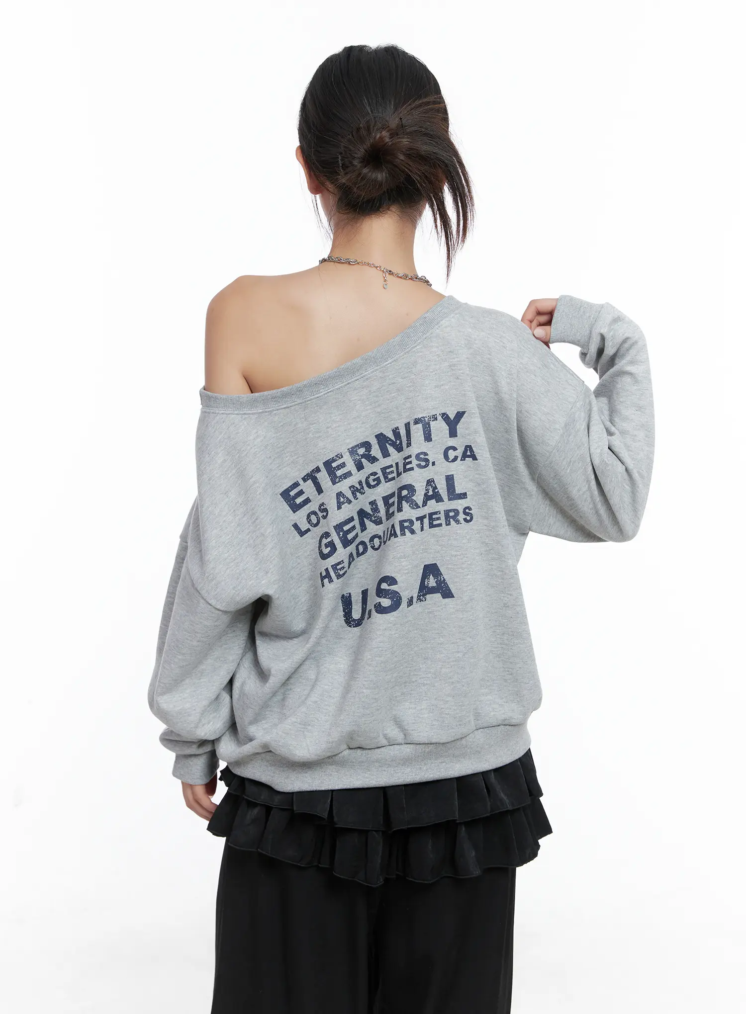 98 Graphic Off-Shoulder Sweatshirt CS502 - Image 7