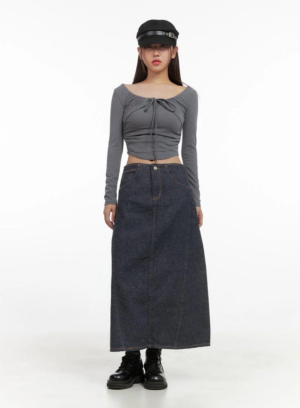 A-Line Denim Maxi Skirt CS405 - Image 2