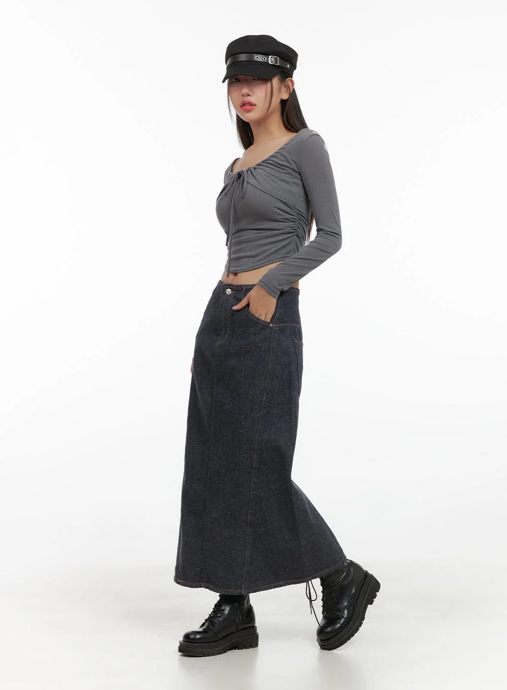 A-Line Denim Maxi Skirt CS405 - Image 4
