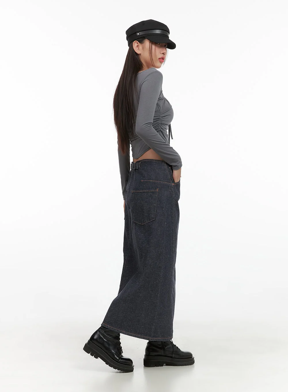 A-Line Denim Maxi Skirt CS405 - Image 6