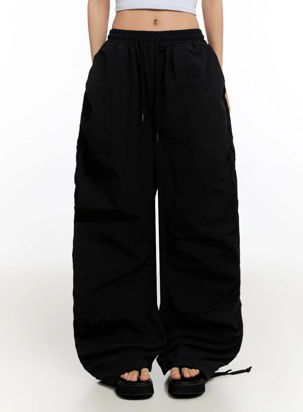 Adjustable Wide-Leg Nylon Pants IU509 - Image 3