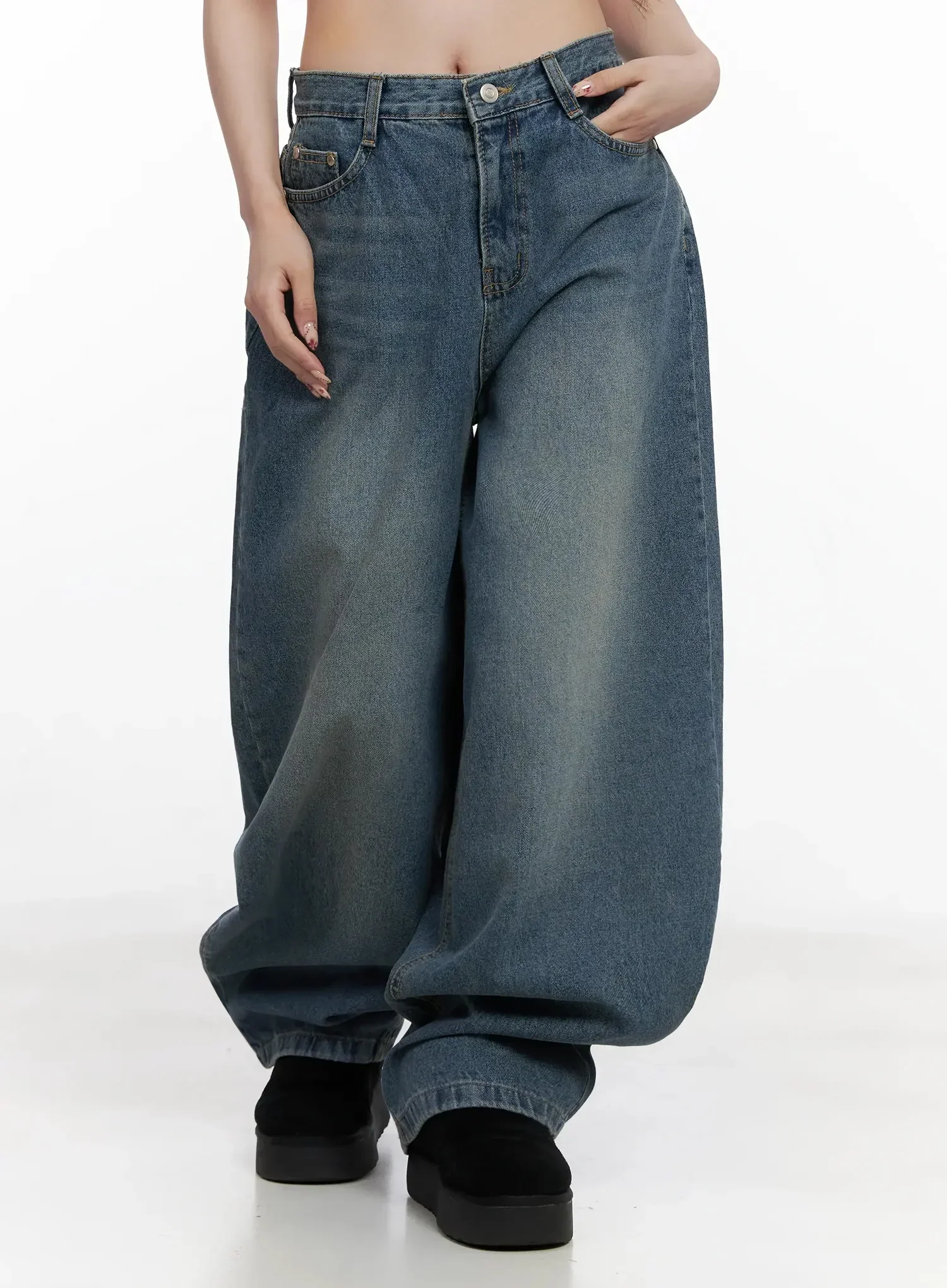 Alani Vintage Wash Wide-Leg Jeans IN525 - Image 8