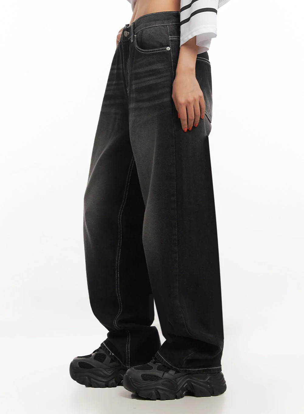Alexis Stitched Wide-Leg Jeans IA504 - Image 9