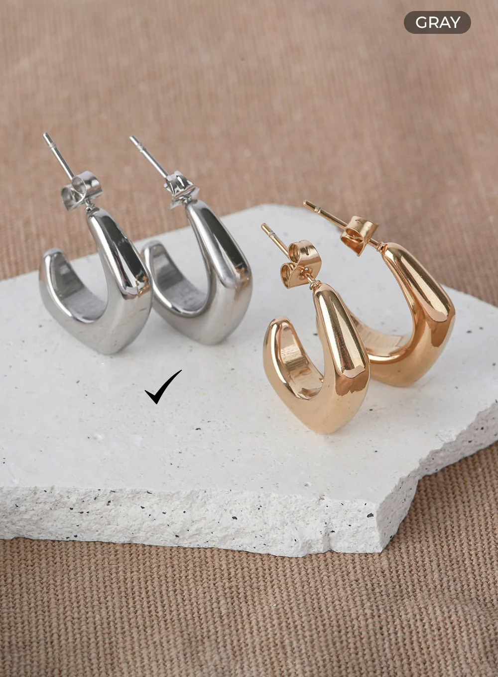 Angled Curved Bold Earrings IL404 - Image 4