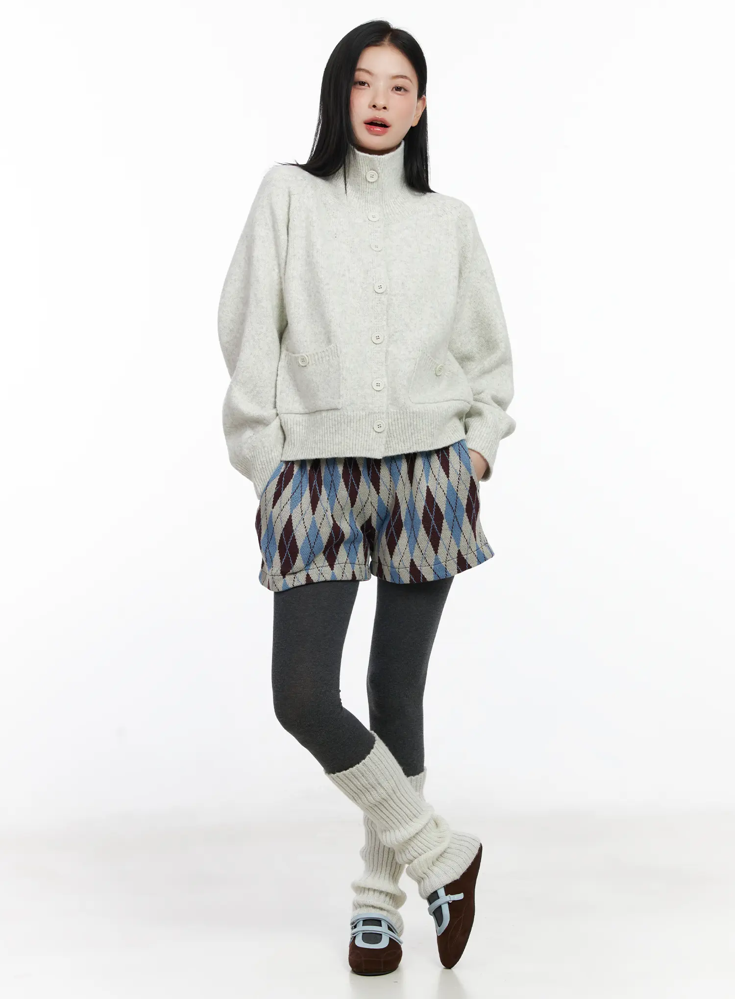 Argyle Pattern Knit Shorts CJ520