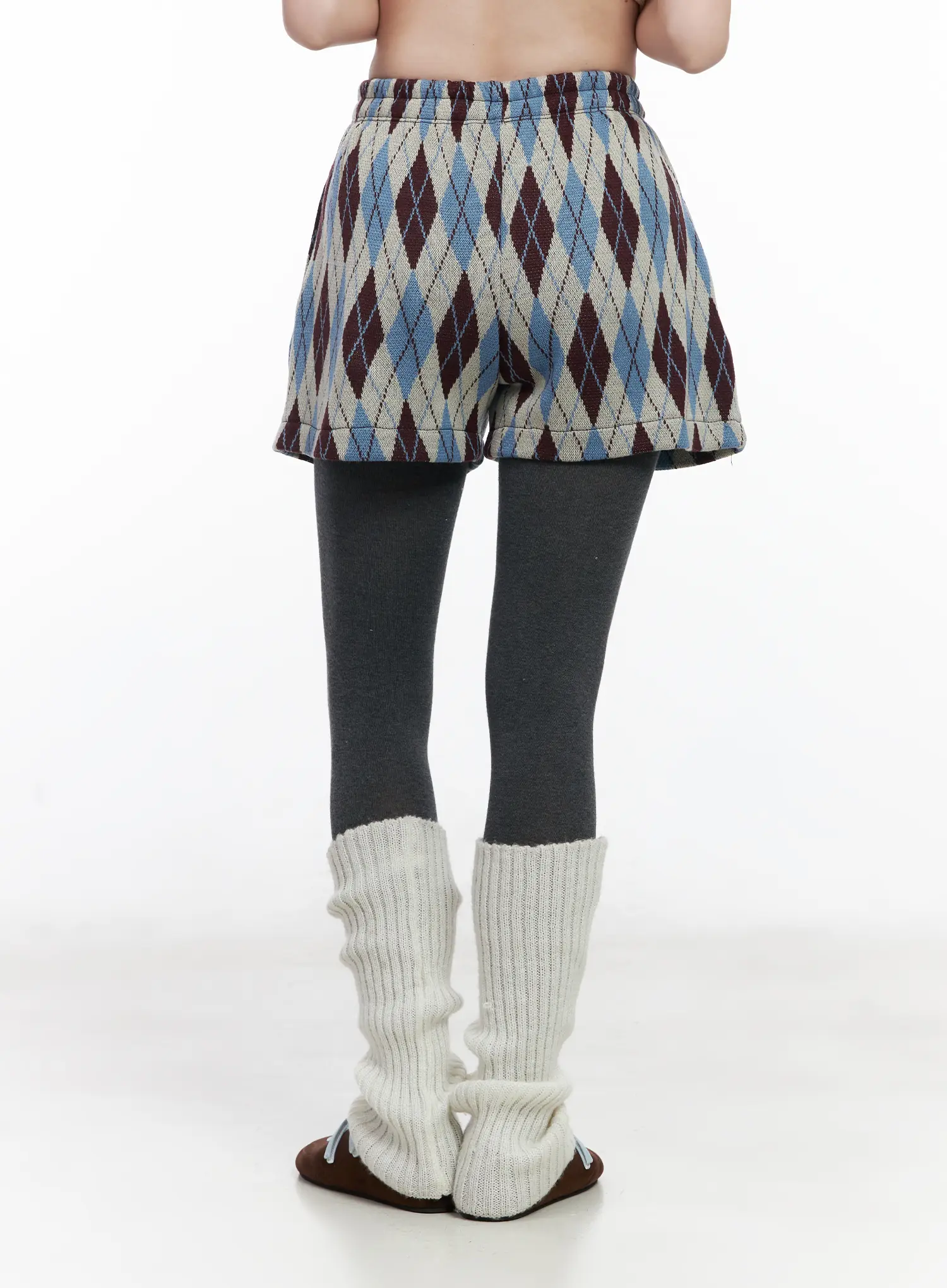Argyle Pattern Knit Shorts CJ520 - Image 4