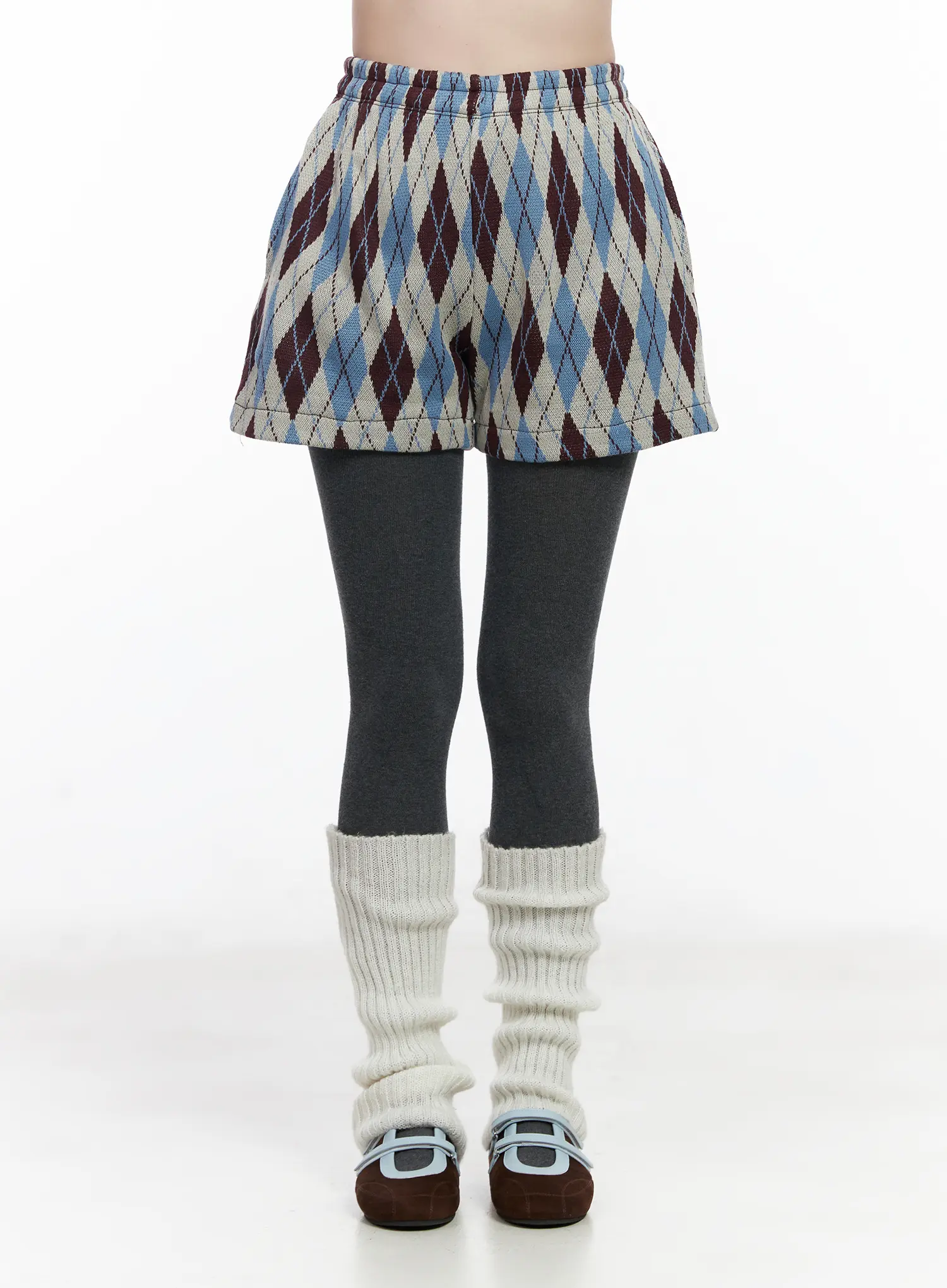 Argyle Pattern Knit Shorts CJ520 - Image 7