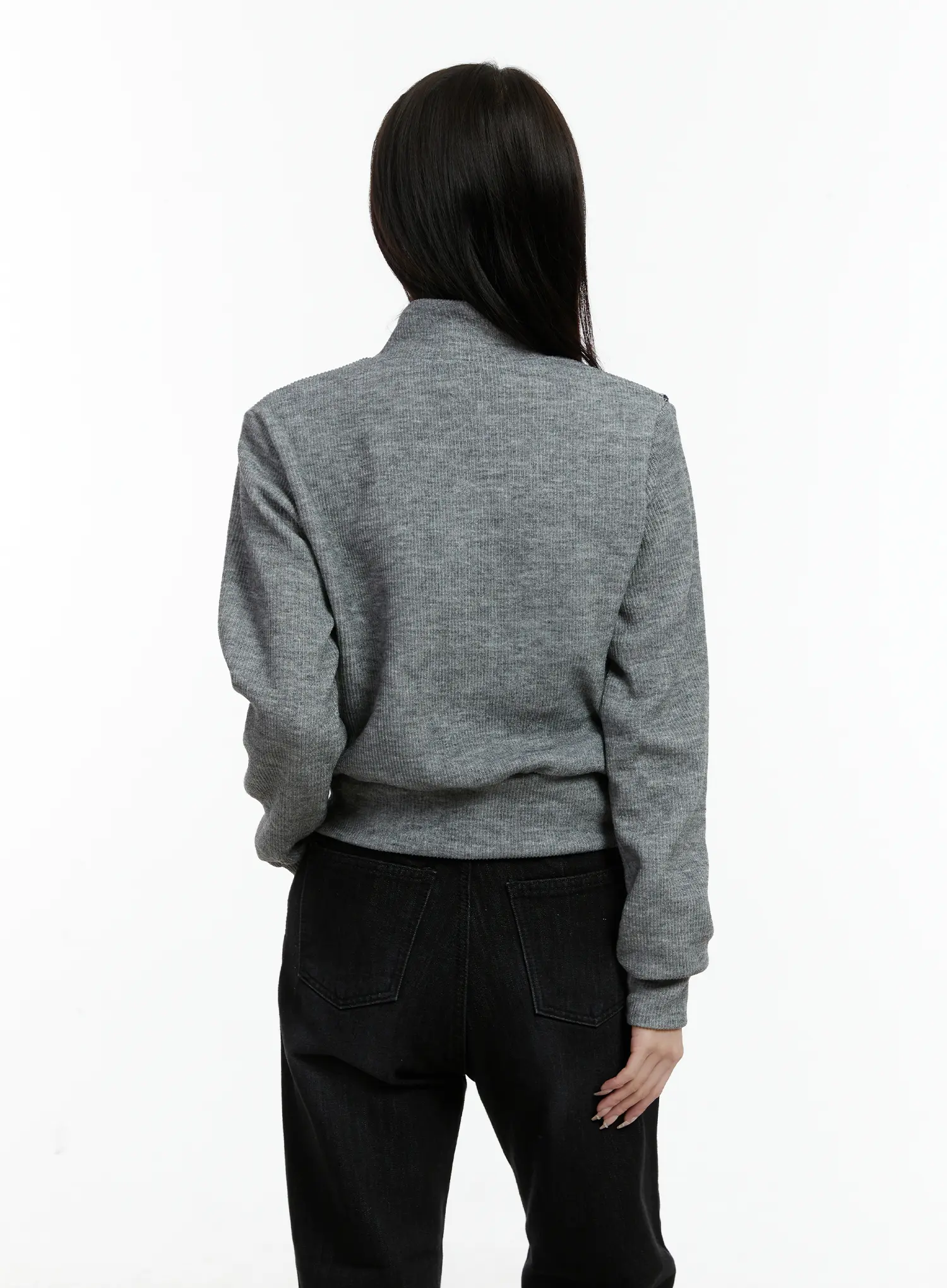 Argyle Pattern Knit Zip-Up Sweater CD523 - Image 7