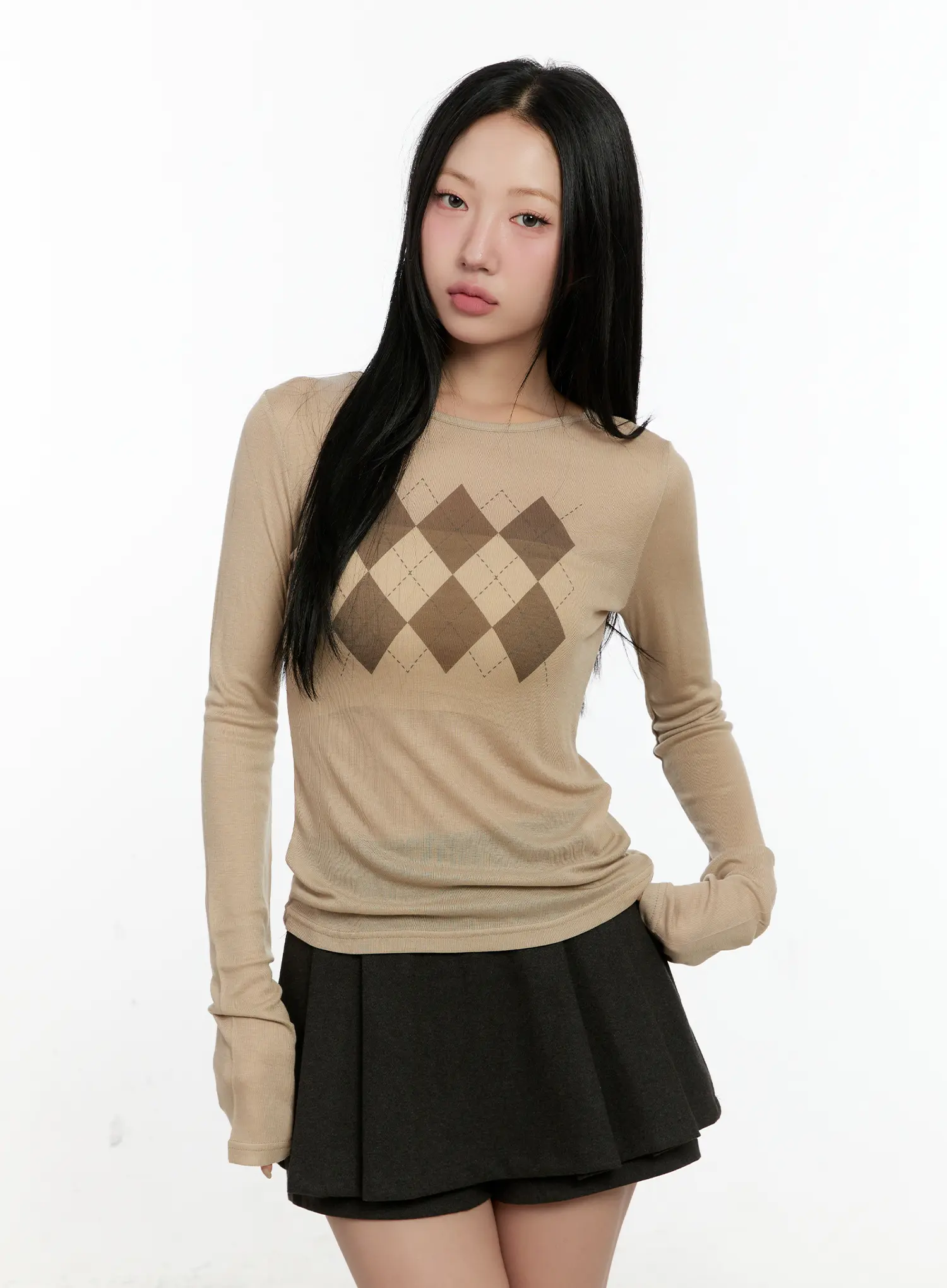 Argyle Pattern Long Sleeve Tee CN505 - Image 11