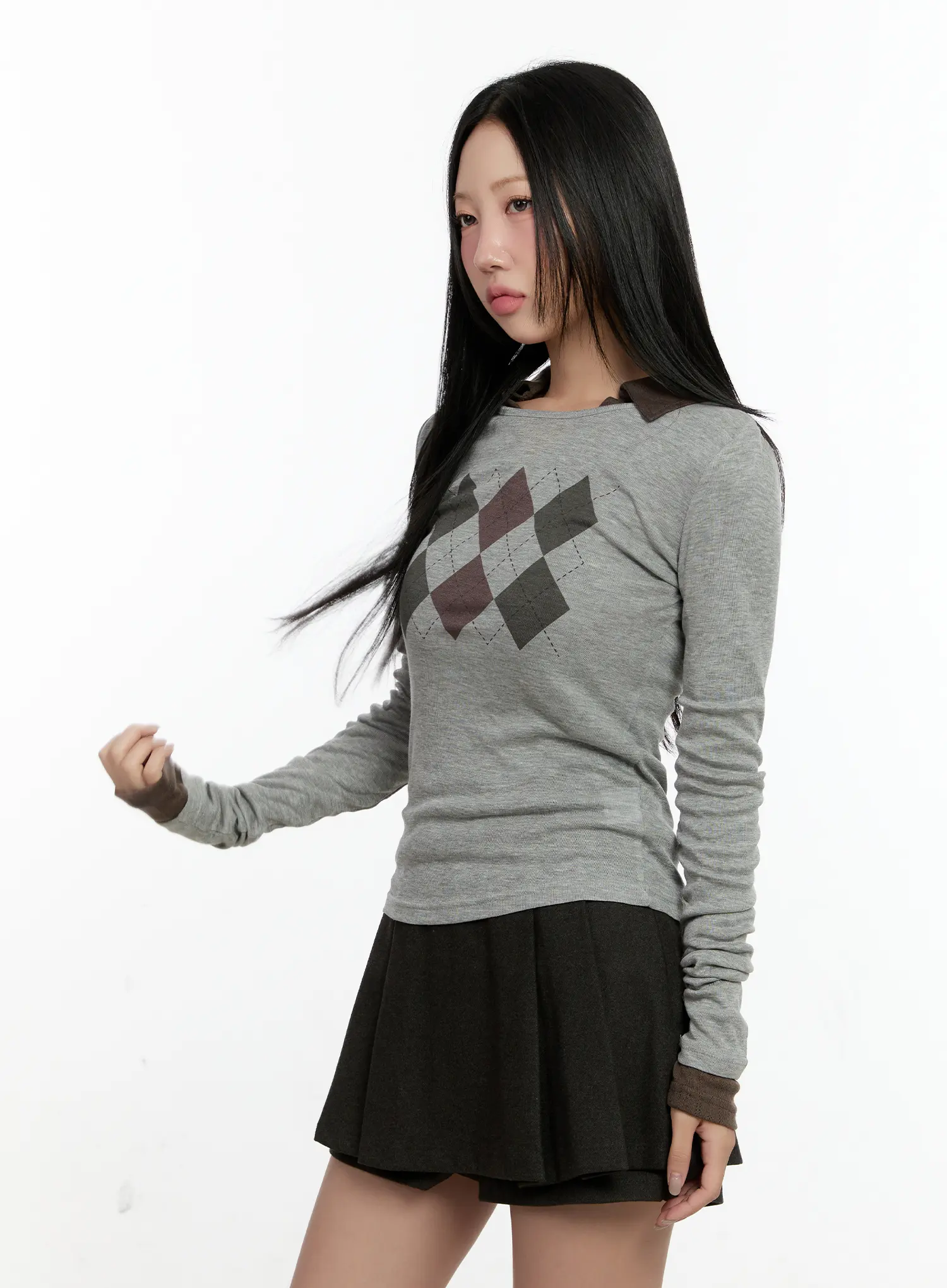 Argyle Pattern Long Sleeve Tee CN505 - Image 5