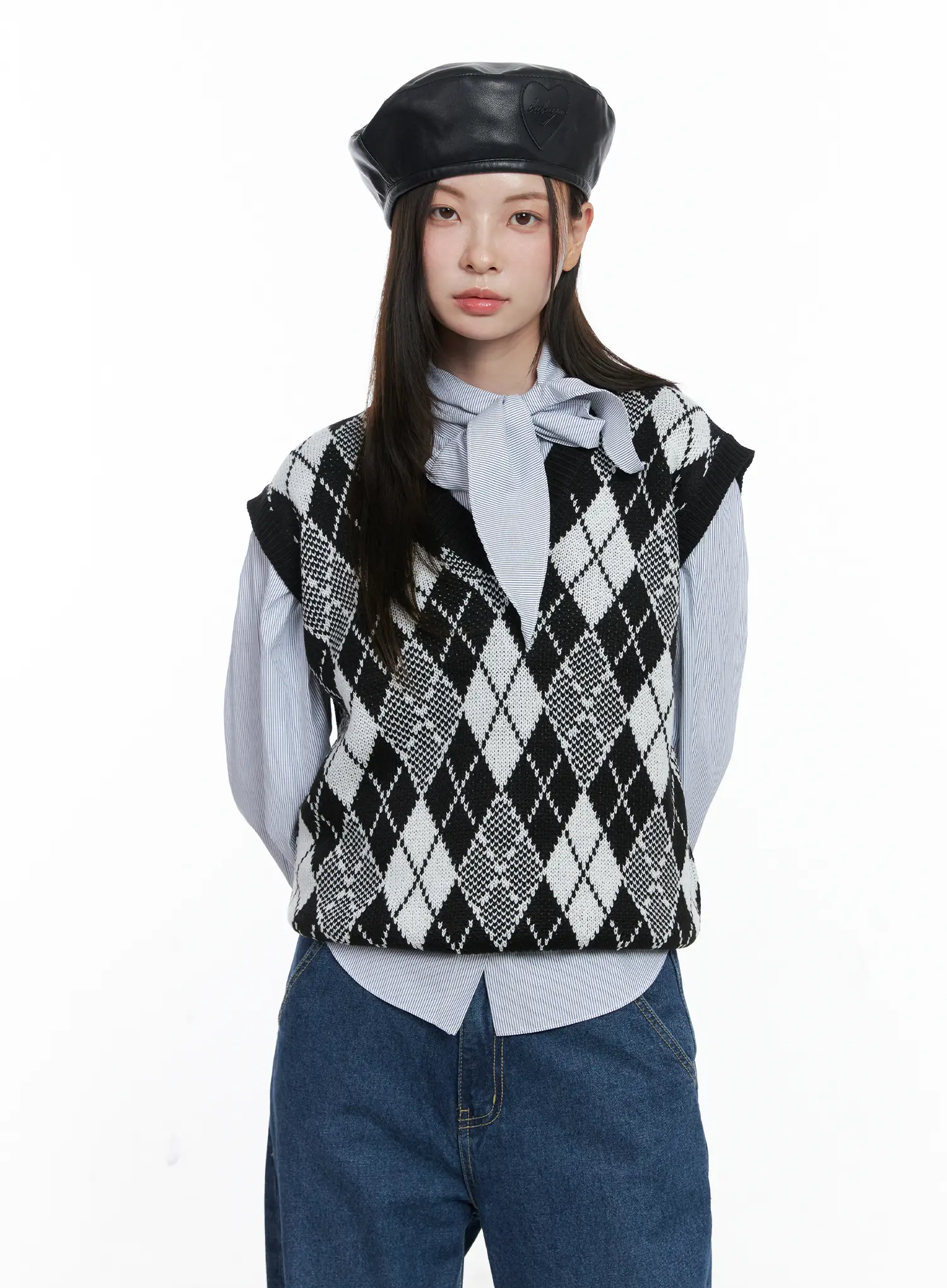Argyle Pattern V-Neck Vest CO506 - Image 5