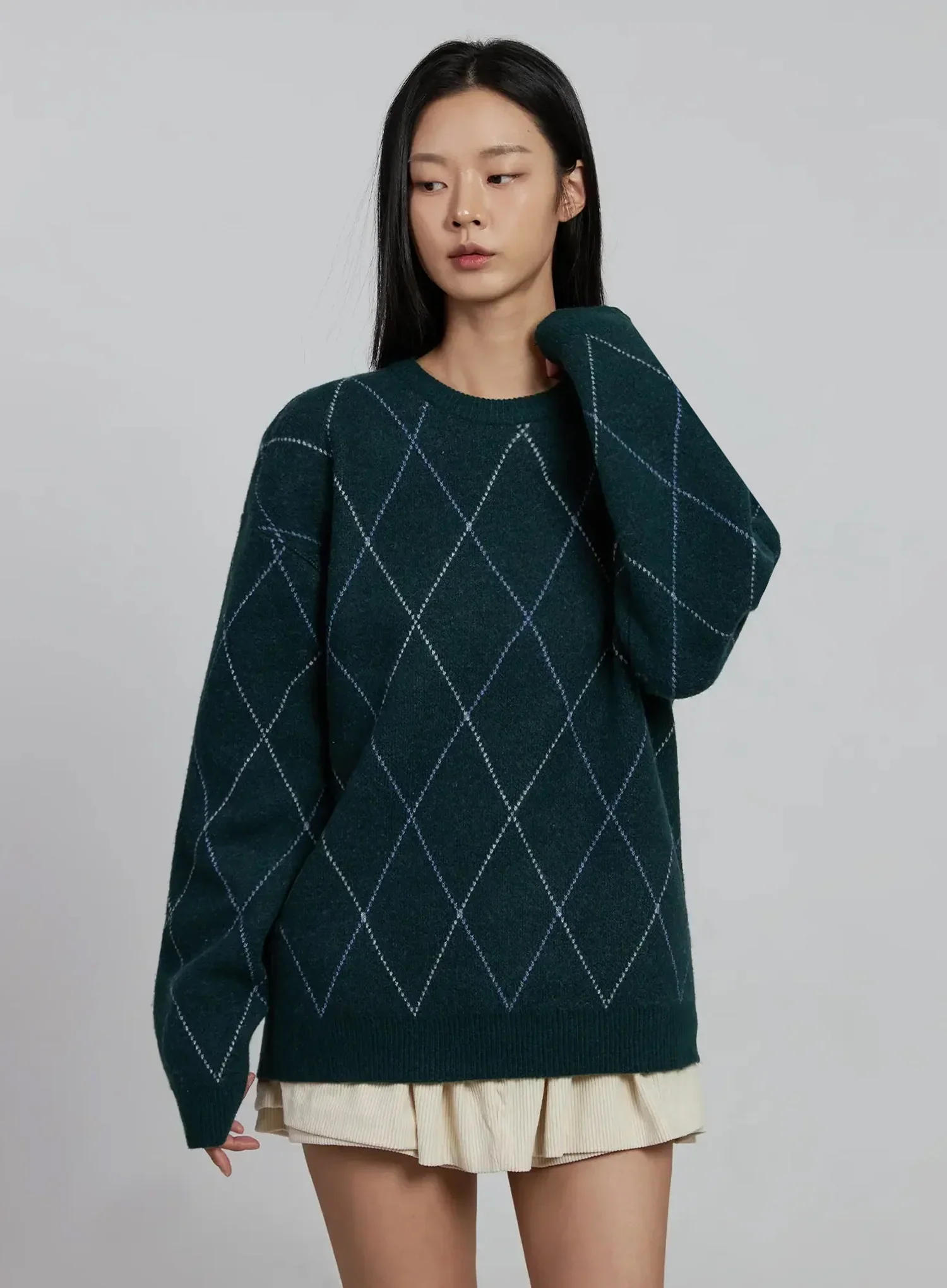 Argyle Patterned Knitted Sweater IM520 - Image 9