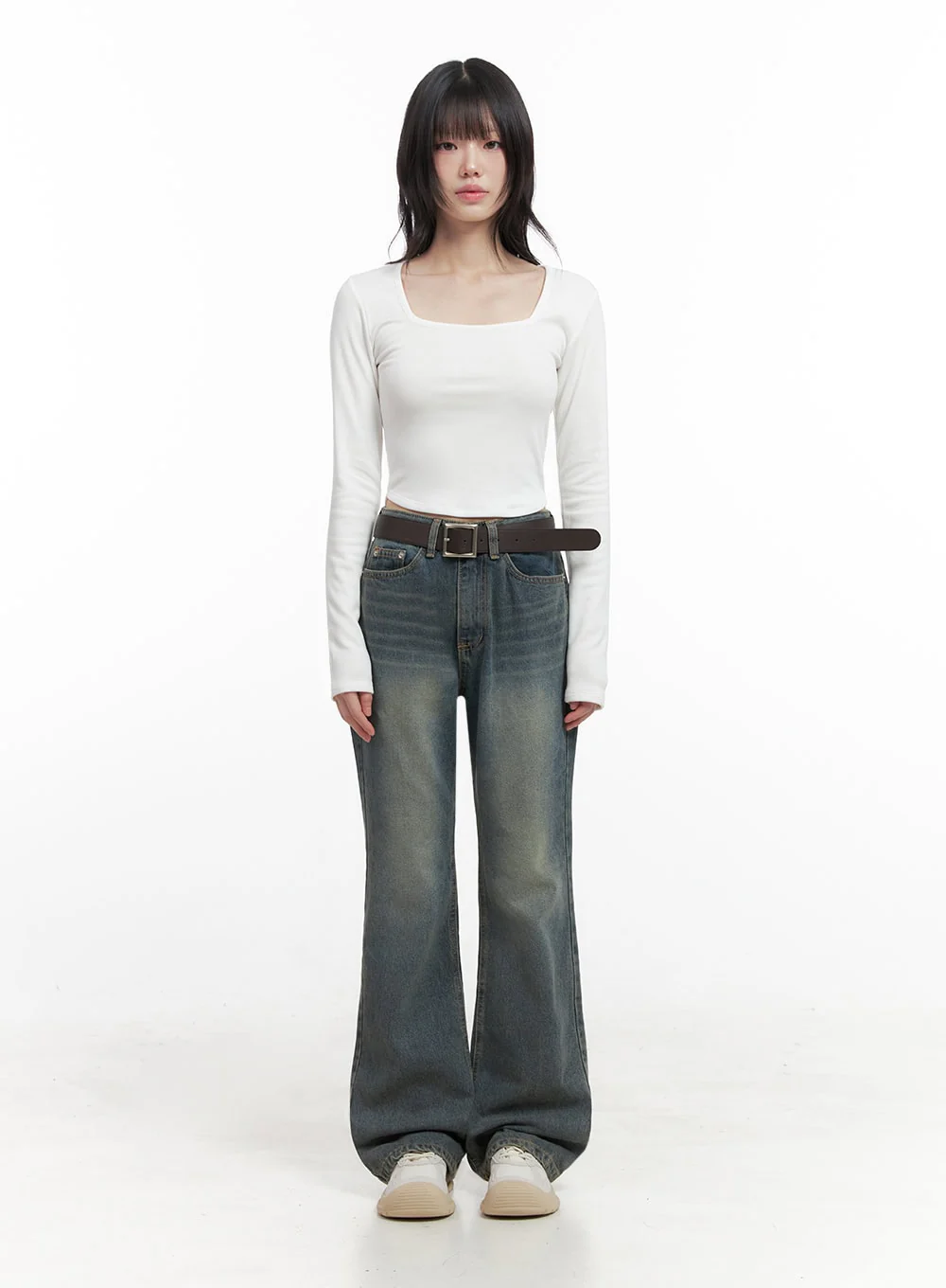 Asher Slimline Washed Bootcut Jeans ID402 - Image 4