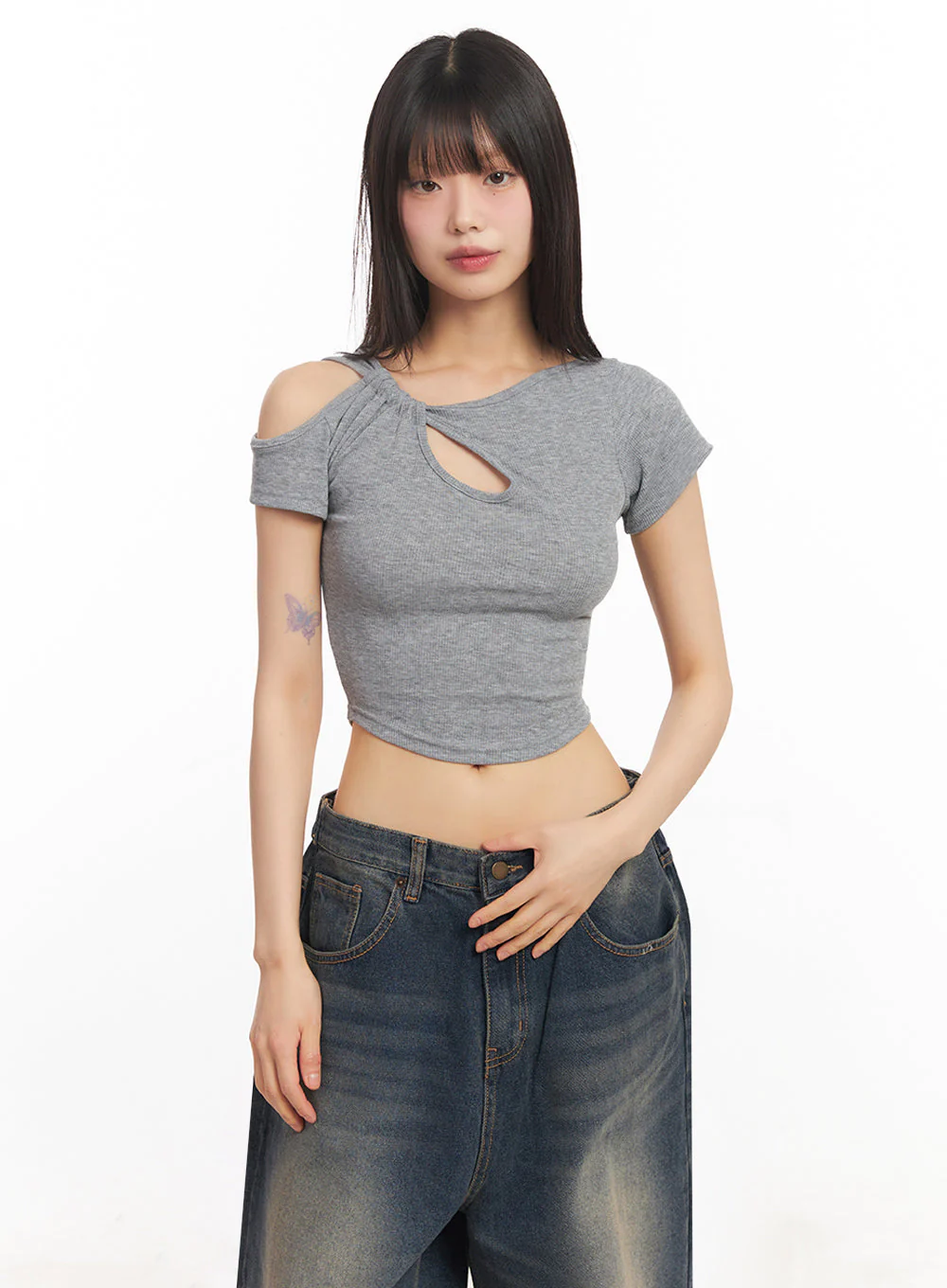 Asymmetric Cut-Out Crop Top IY502 - Image 18