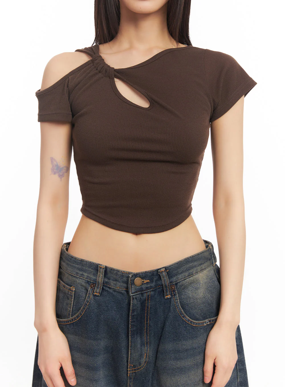 Asymmetric Cut-Out Crop Top IY502 - Image 4