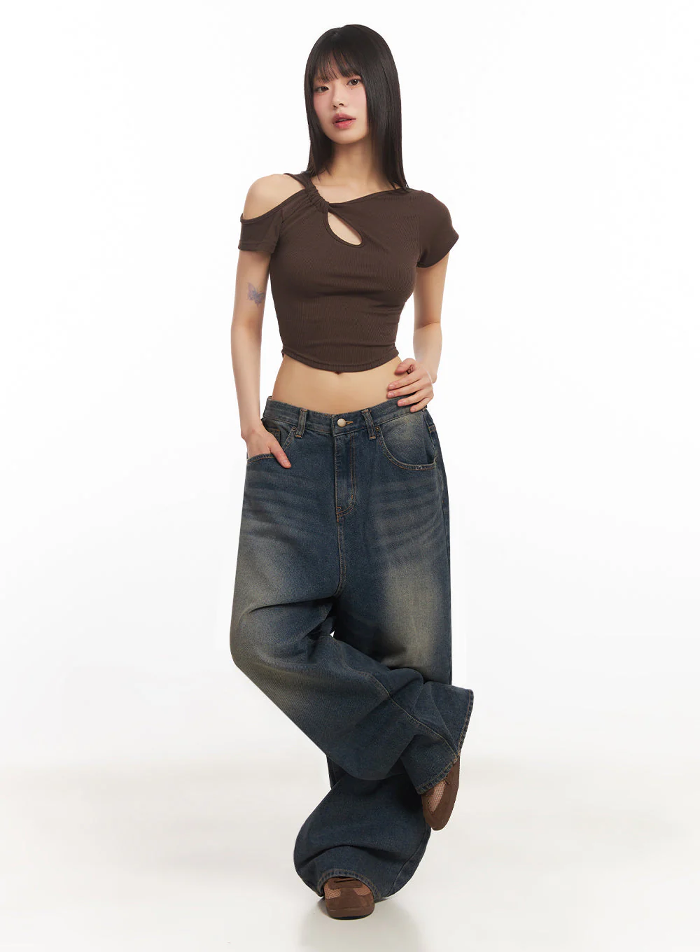 Asymmetric Cut-Out Crop Top IY502 - Image 6