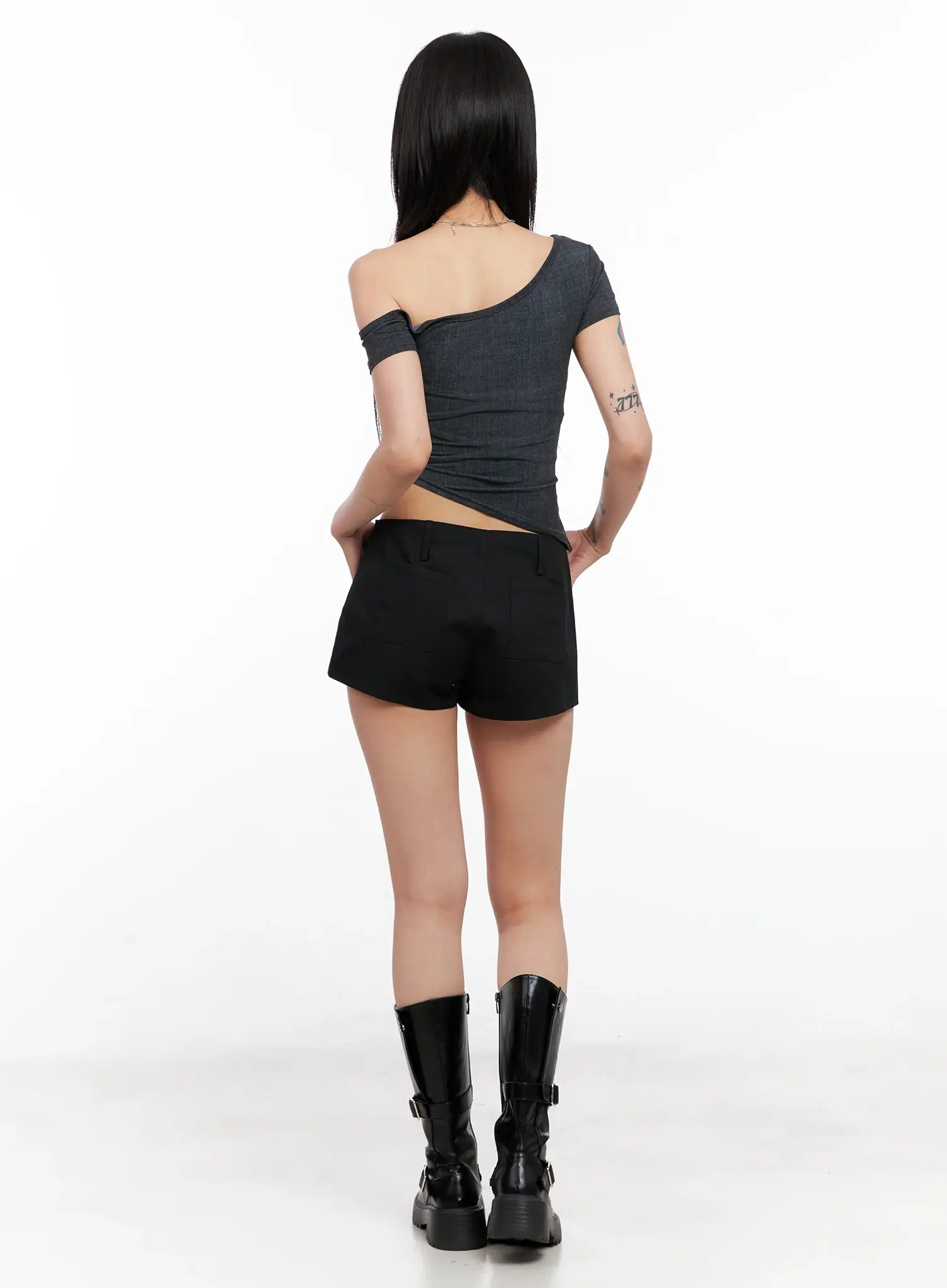 Asymmetric Eyelet Crop Top CL525 - Image 9