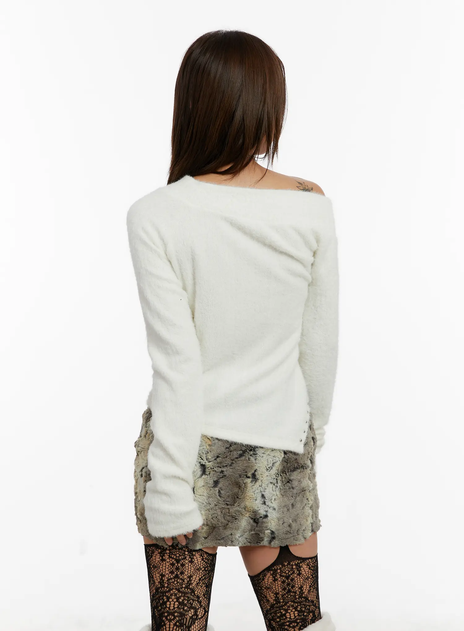 Asymmetric Fluffy Stud Sweater CD517 - Image 9