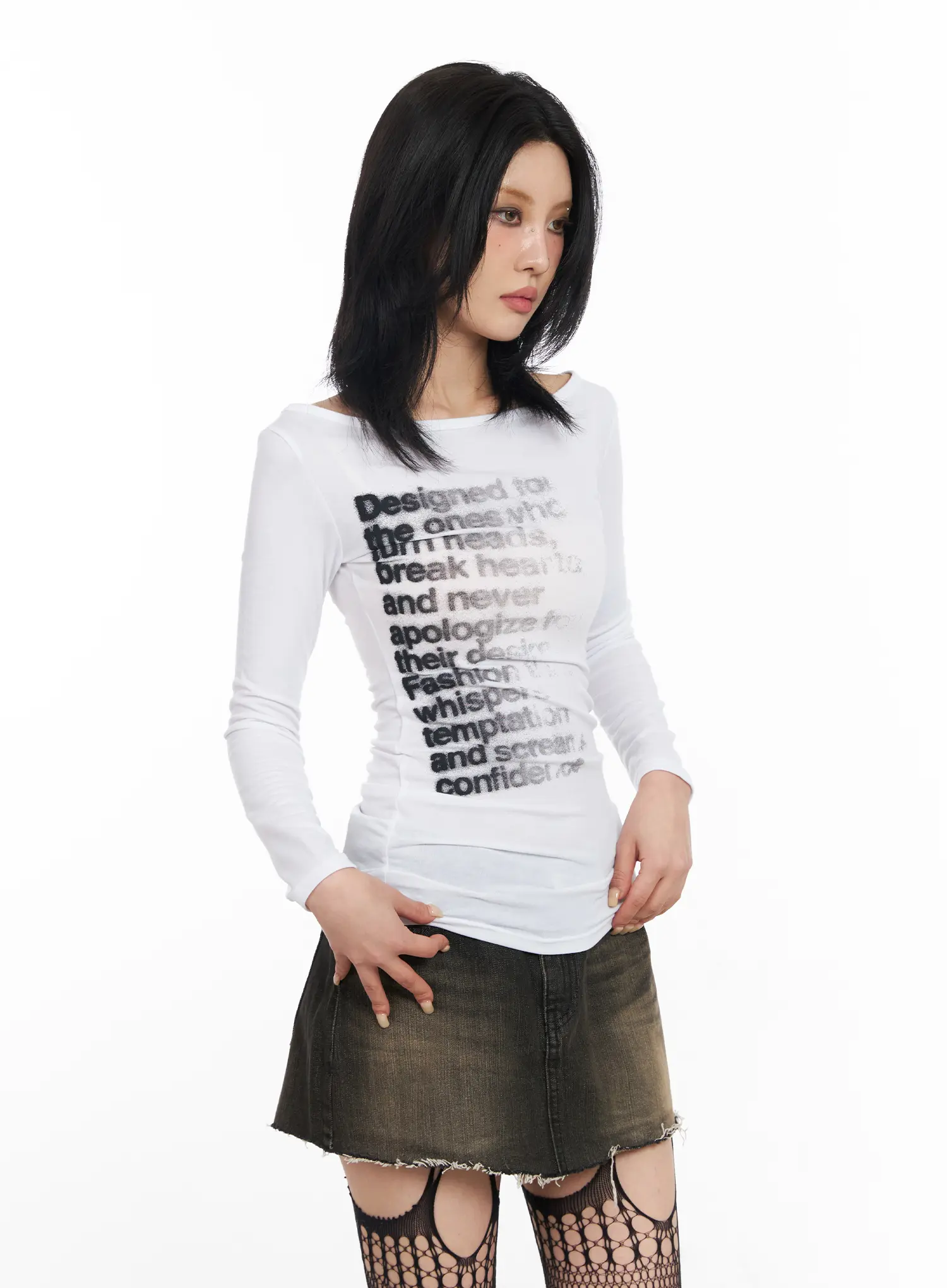 Asymmetric Graphic Long Sleeve Top CF527 - Image 5