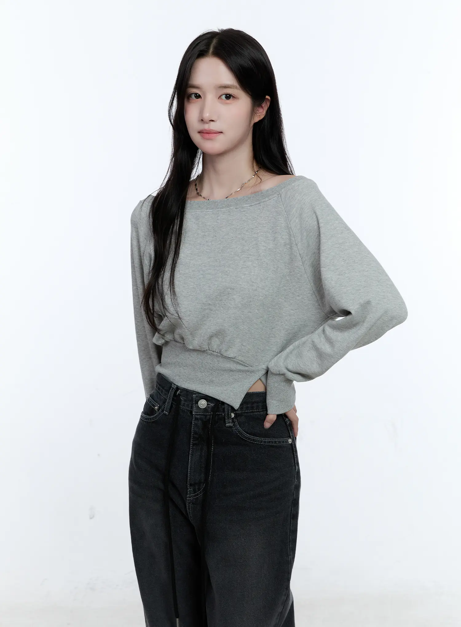 Asymmetric Off-Shoulder Sweatshirt Top CG512 - Image 9
