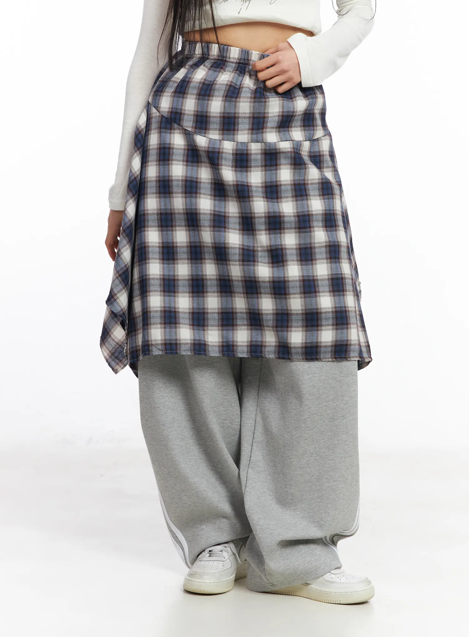 Asymmetric Plaid Midi Skirt CF506 - Image 14
