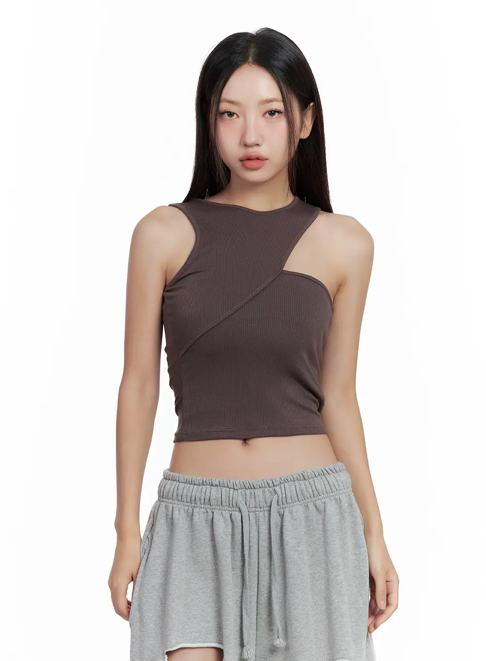 Asymmetric Ribbed Cropped Tank CL508 - Image 10