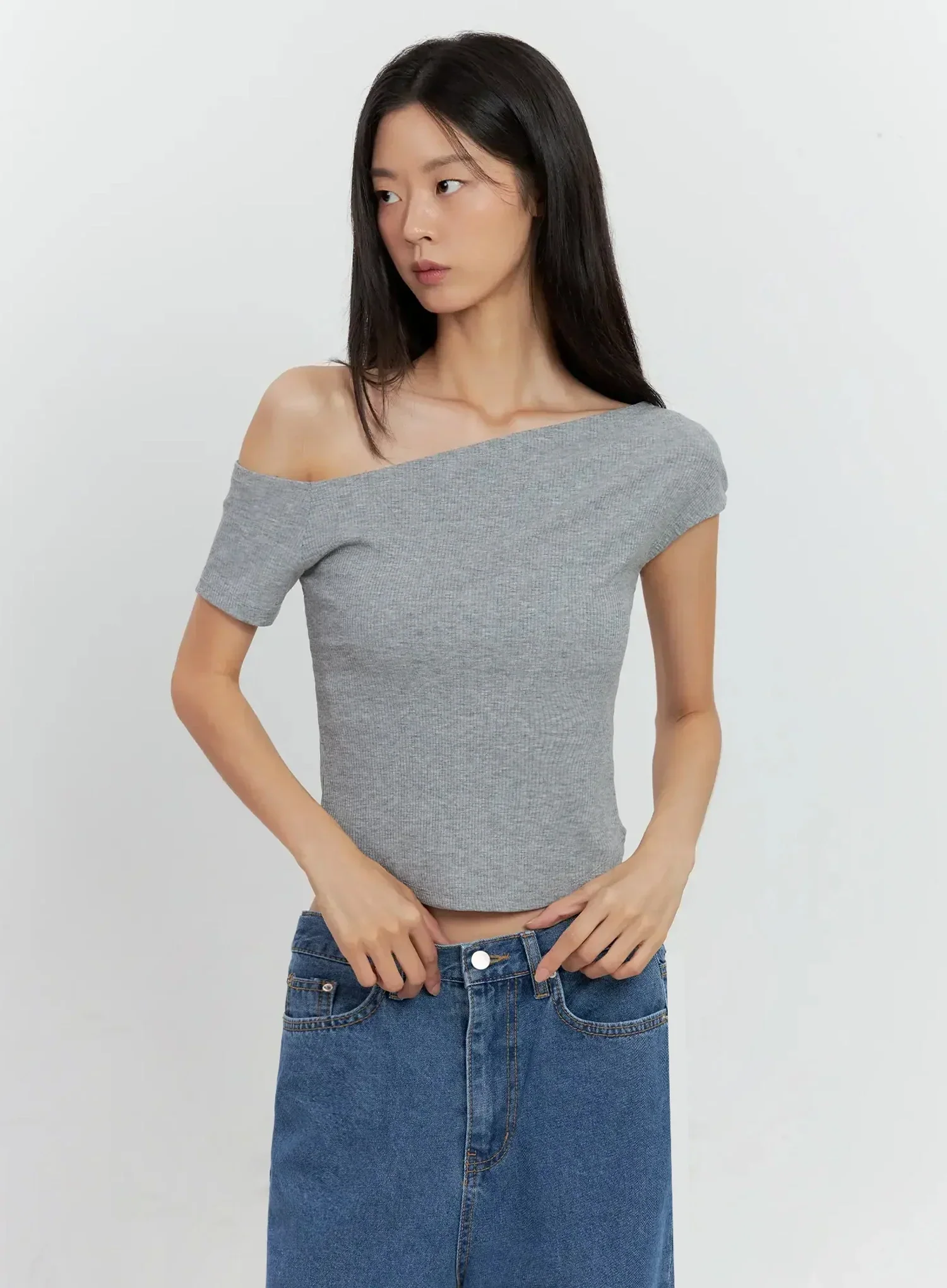 Asymmetric Ribbed Short-Sleeve IL528 - Image 14