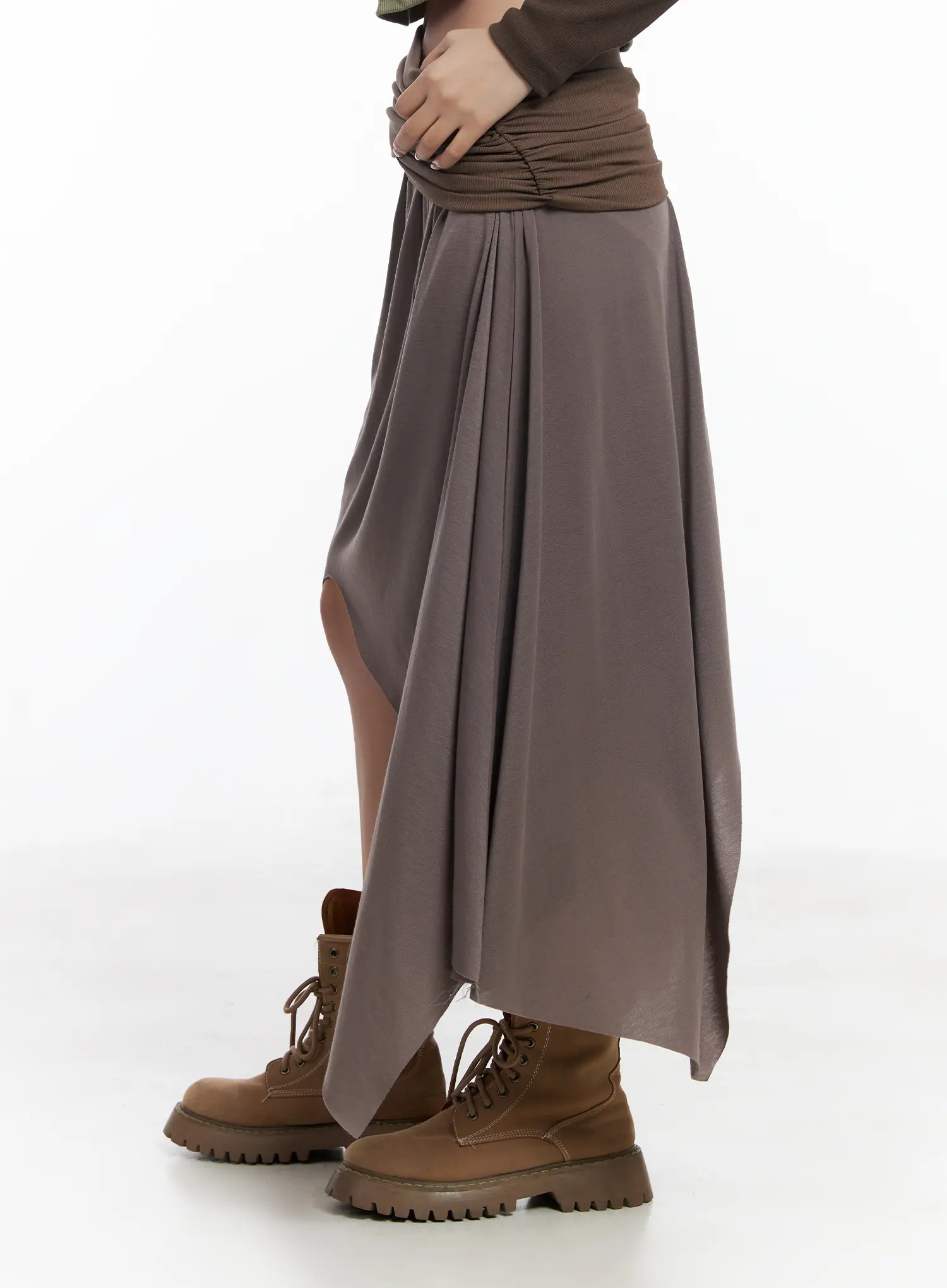 Asymmetric Shirred Maxi Skirt CJ515 - Image 4