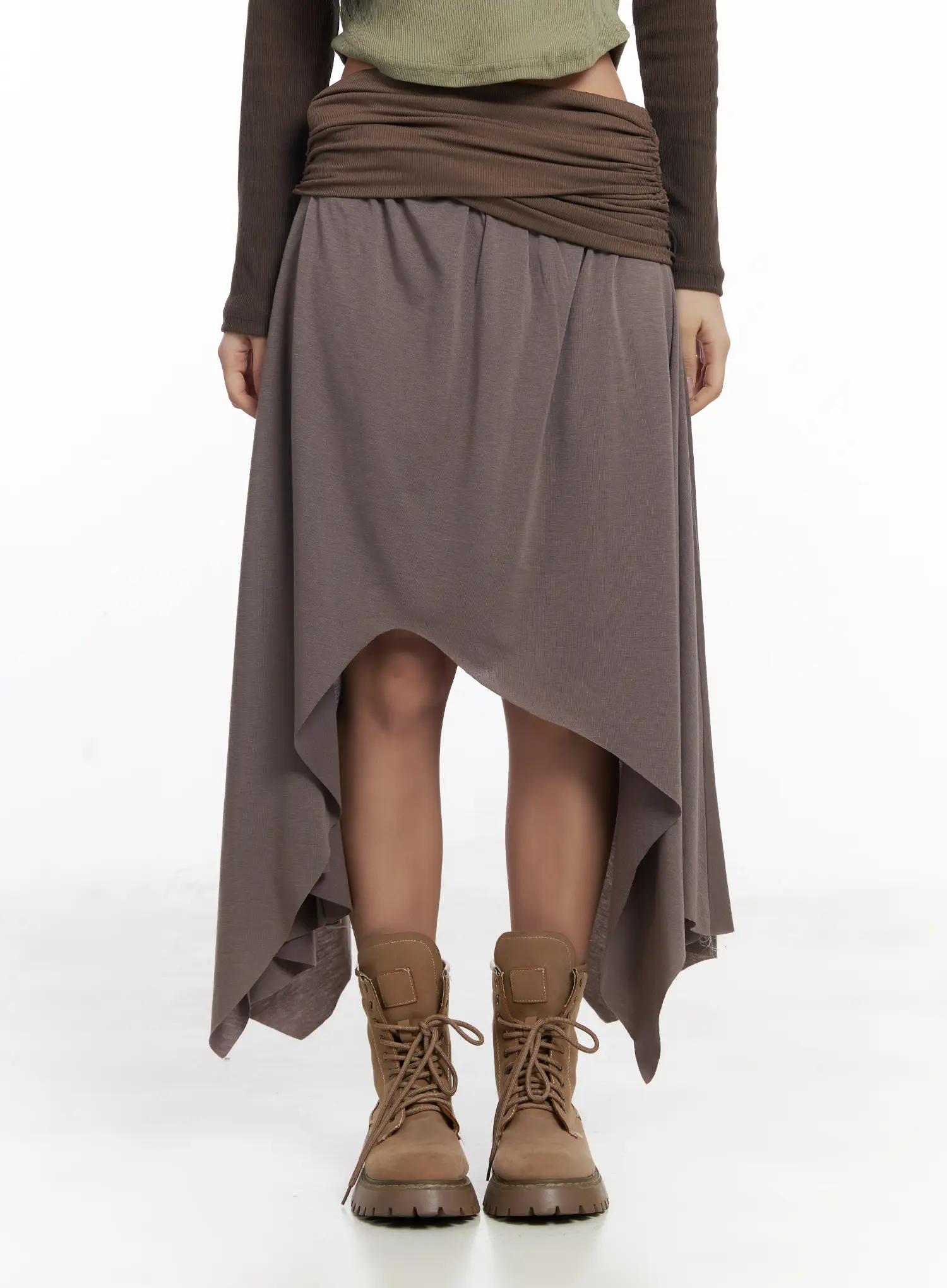 Asymmetric Shirred Maxi Skirt CJ515 - Image 7