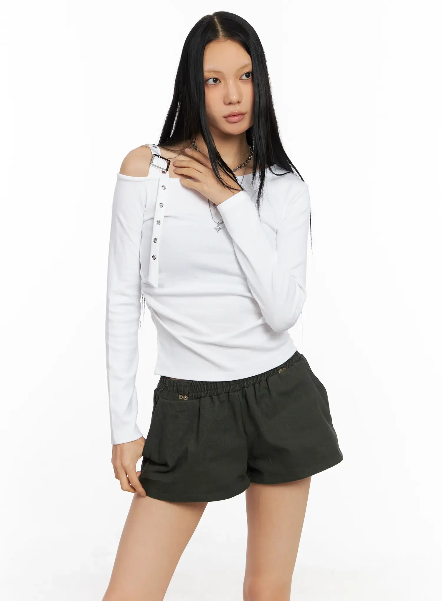 Asymmetric Strap Long Sleeve Top CO529 - Image 8