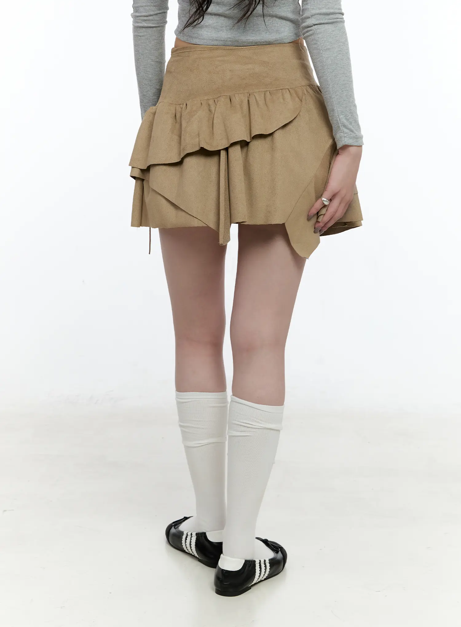 Asymmetric Suede String Tie Skirt CN517 - Image 7