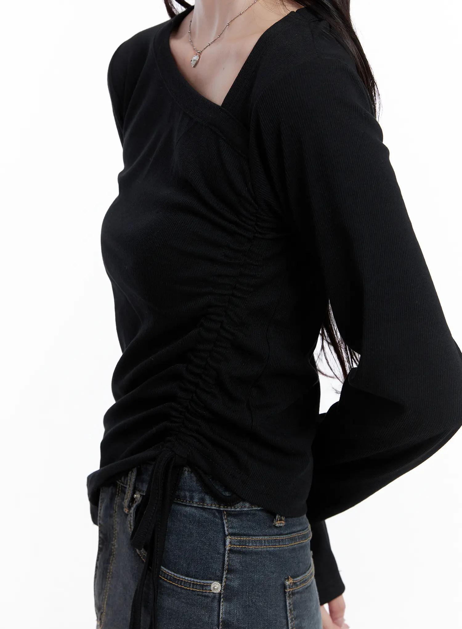 Asymmetrical Neck Ruched Top CS523 - Image 7