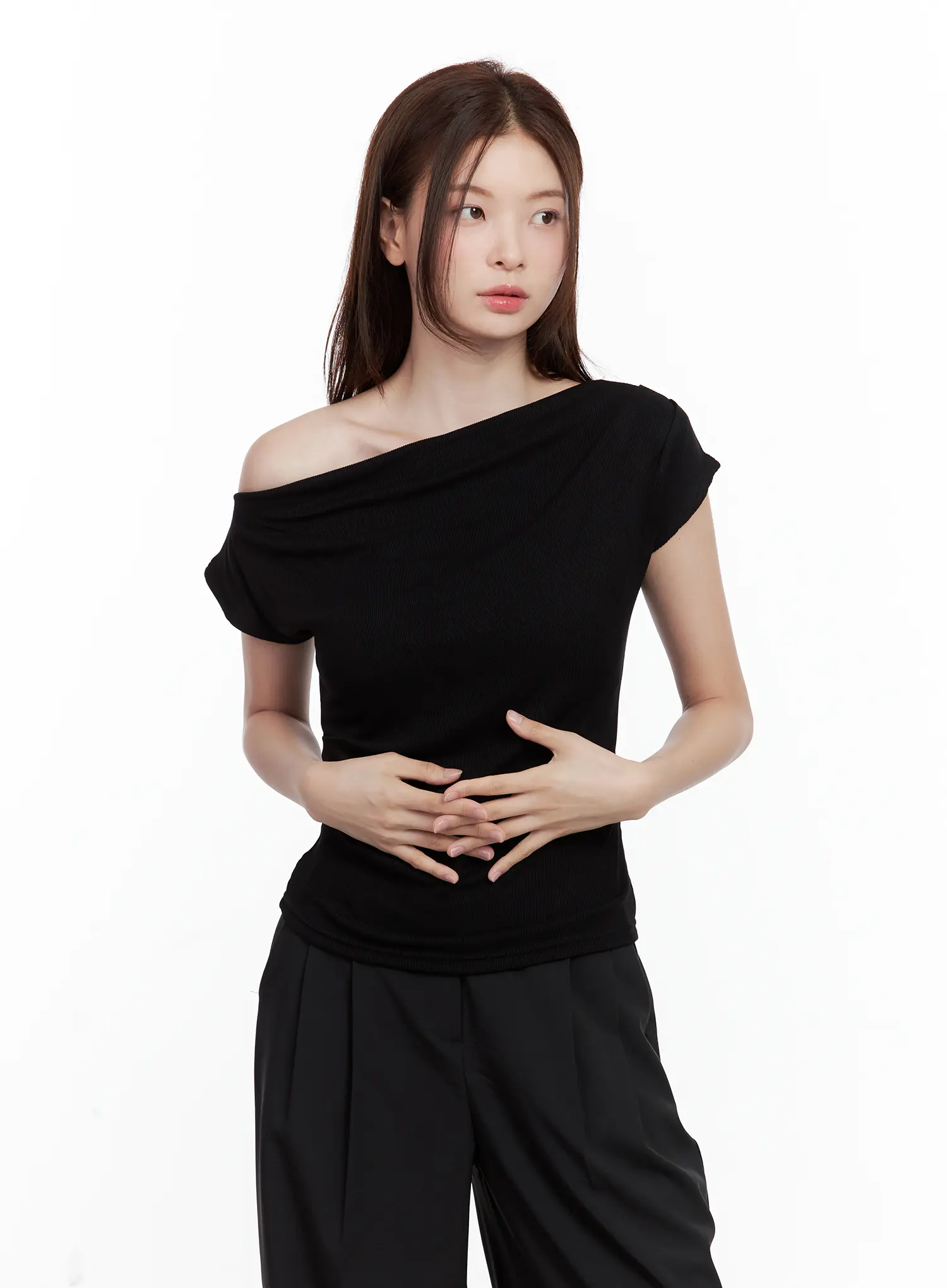 Asymmetrical Off-Shoulder Short-Sleeve Top CL502 - Image 12