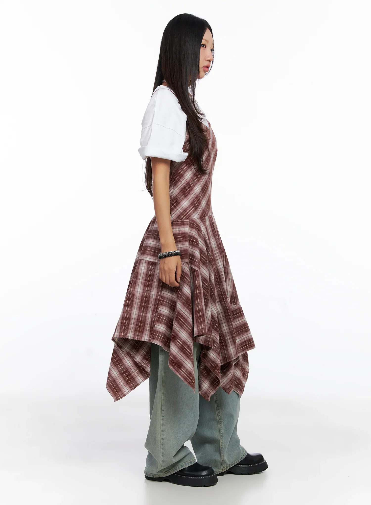 Asymmetrical Plaid Maxi Dress CO515 - Image 5