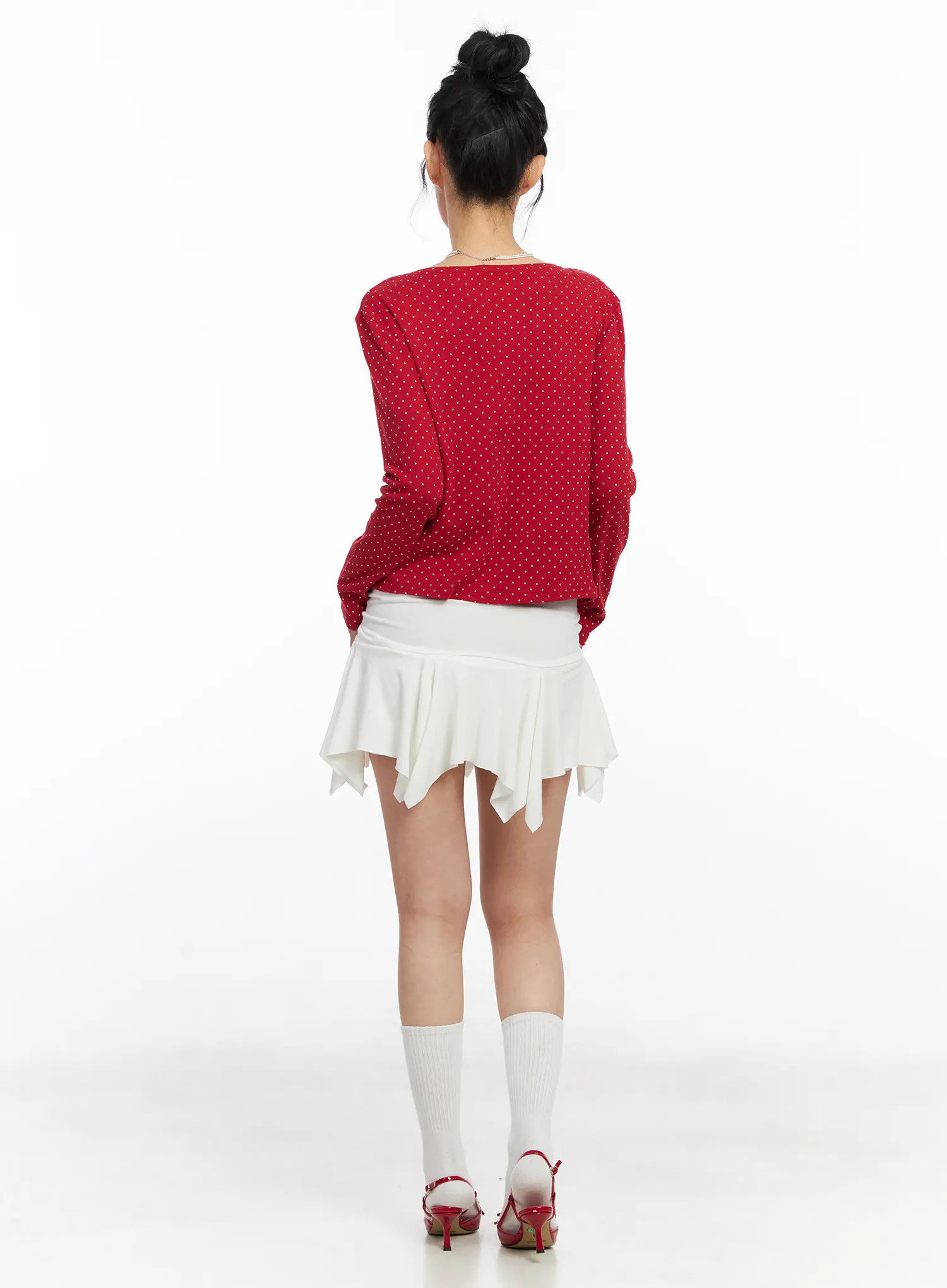 Asymmetrical Ruched Flared Mini Skirt CJ522 - Image 7