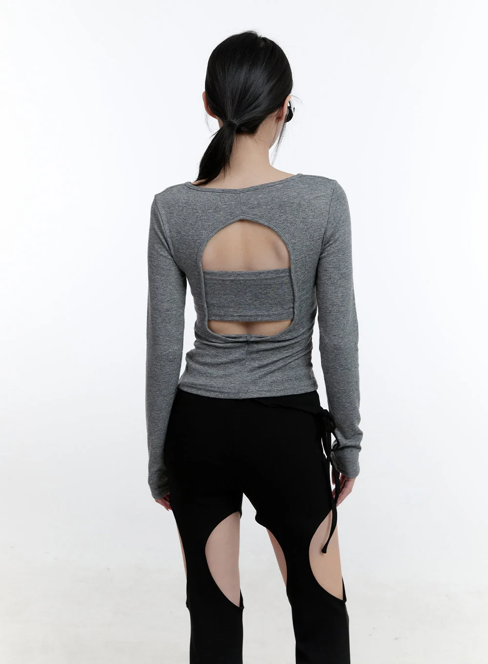 Back Cut-Out Slim-Fit Long Sleeve Top CJ521 - Image 7