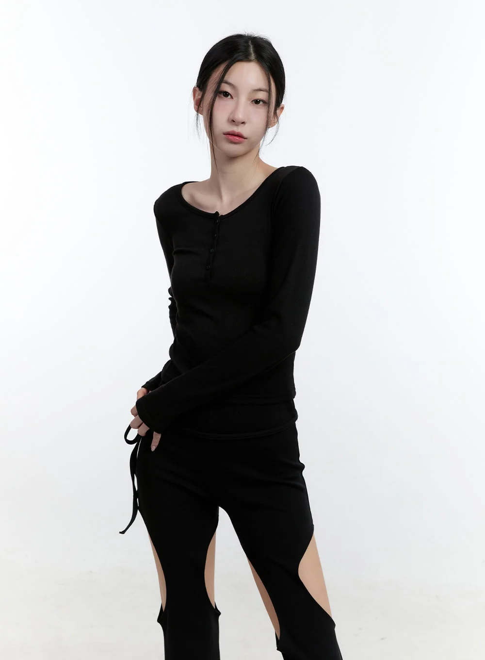 Back Cut-Out Slim-Fit Long Sleeve Top CJ521 - Image 9