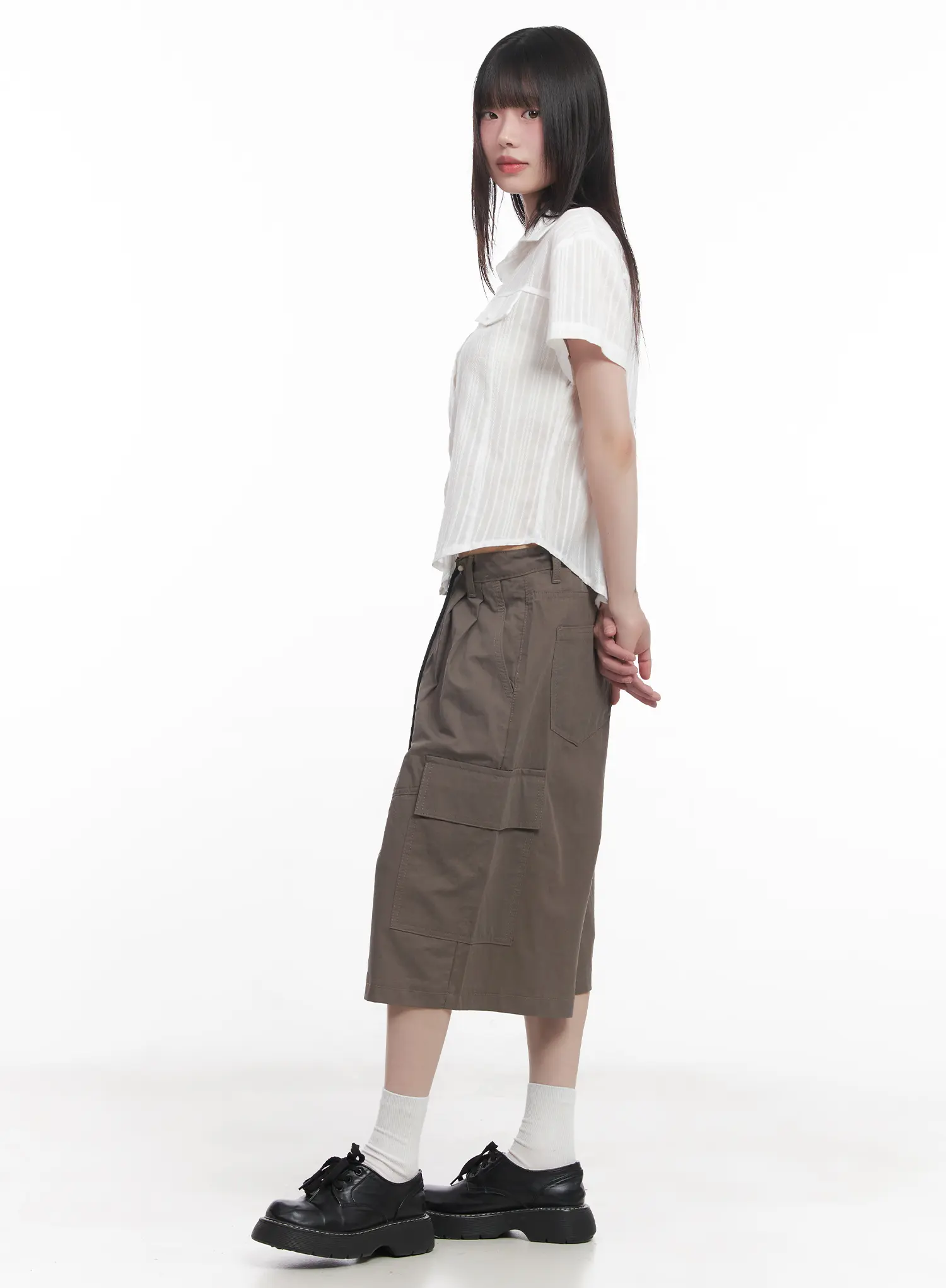 Baggy Pocketed Cargo Shorts CU518 - Image 7