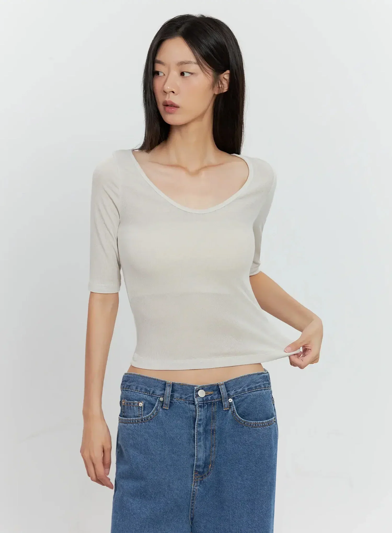 Basic 3/4-Sleeve Top IL528 - Image 9