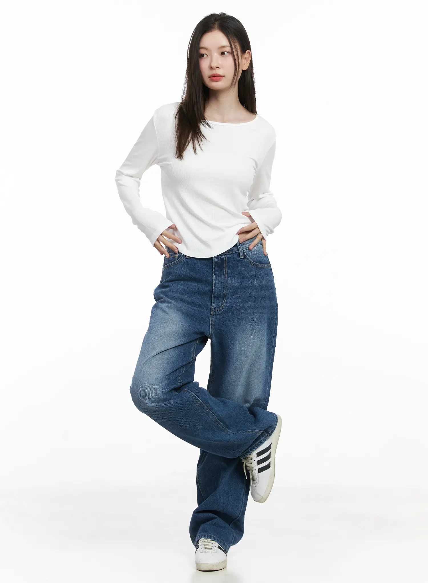 Basic Boat Neck Long Sleeve Top CJ506 - Image 2