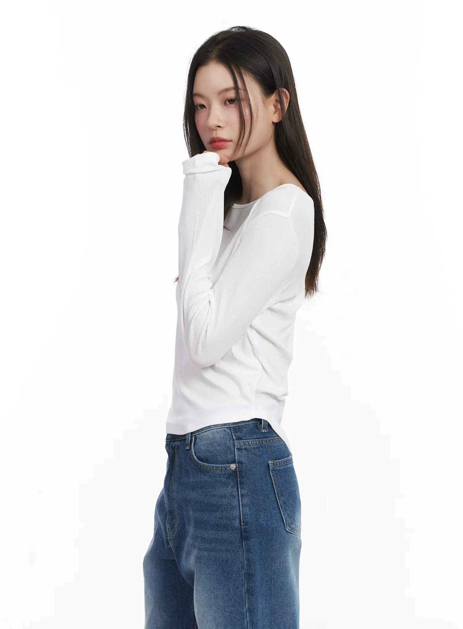 Basic Boat Neck Long Sleeve Top CJ506 - Image 5