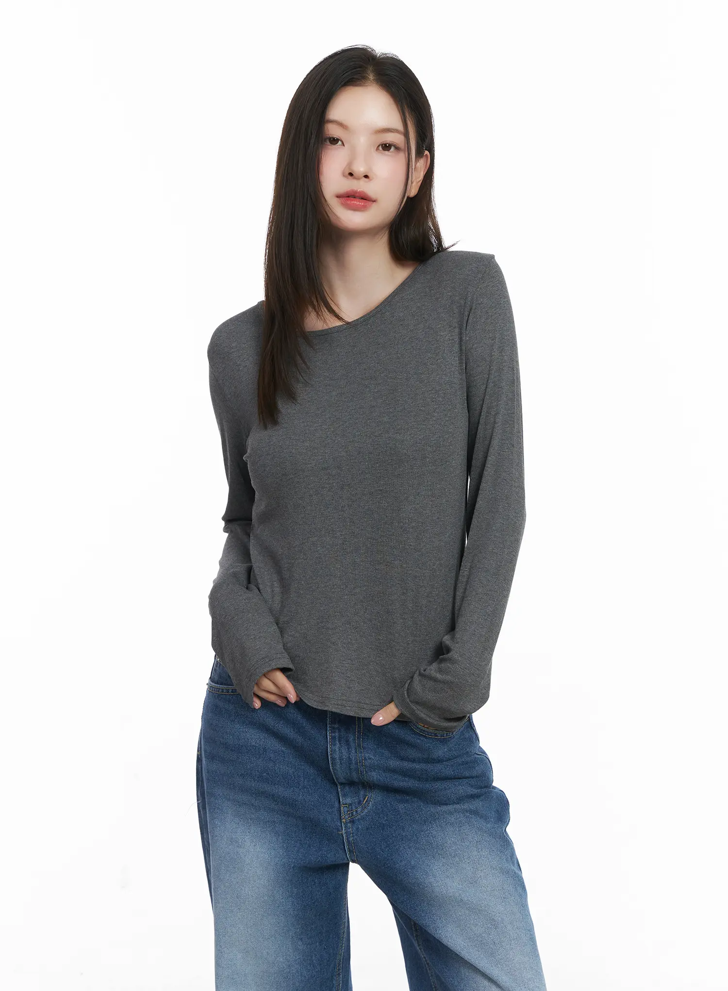 Basic Boat Neck Long Sleeve Top CJ506 - Image 9