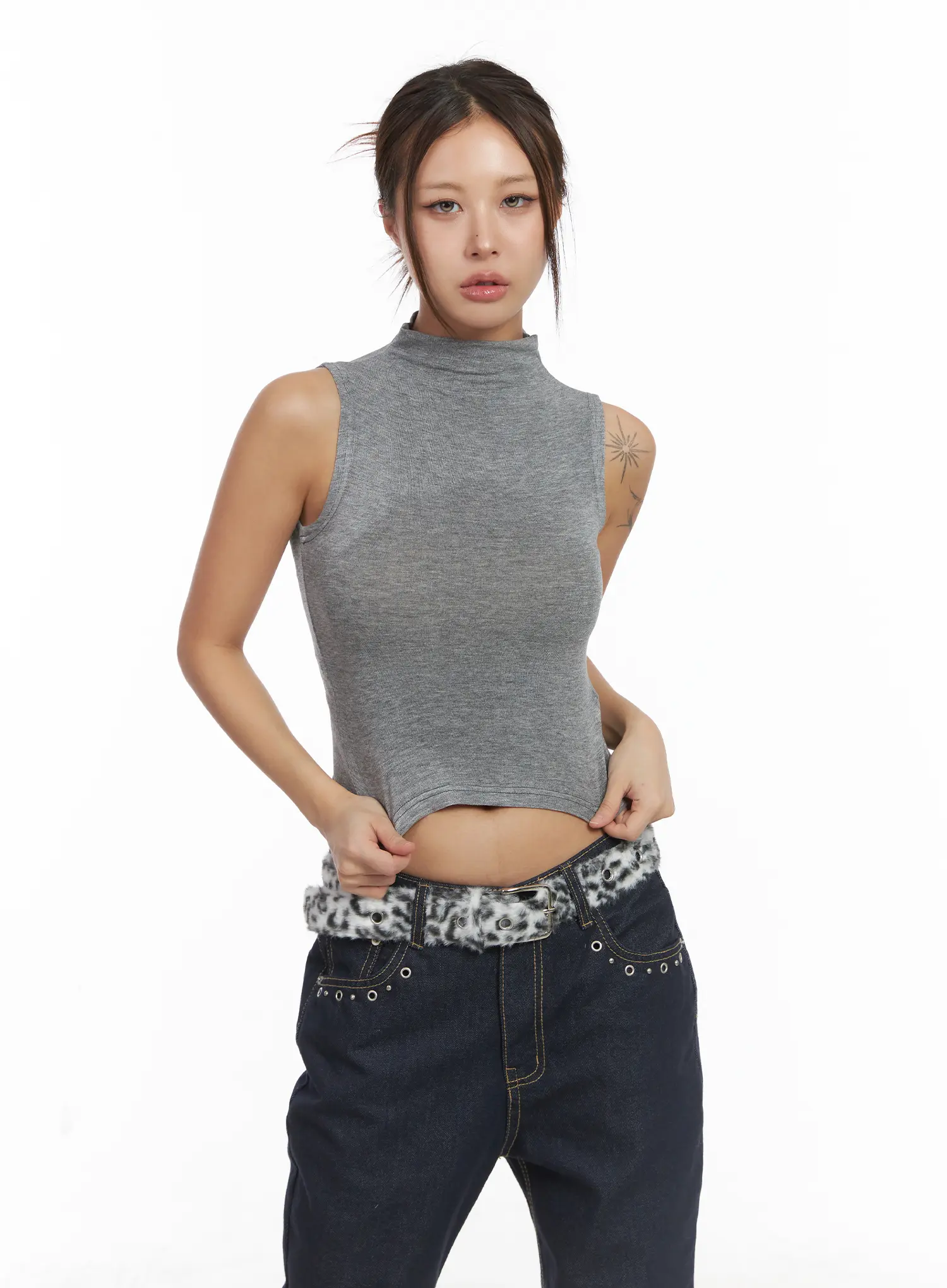 Basic Bock Neck Crop Tank CJ512 - Image 10