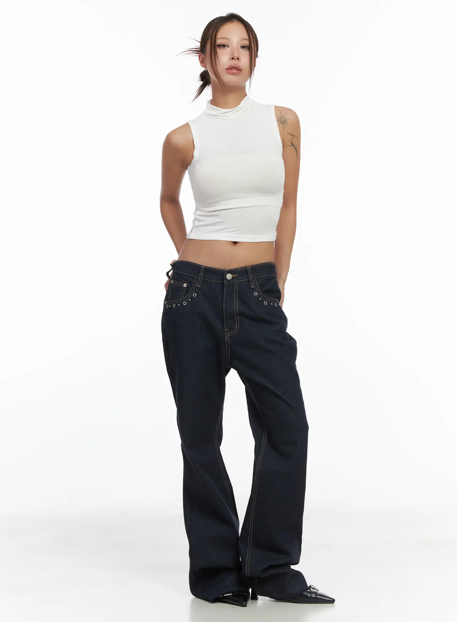 Basic Bock Neck Crop Tank CJ512 - Image 2