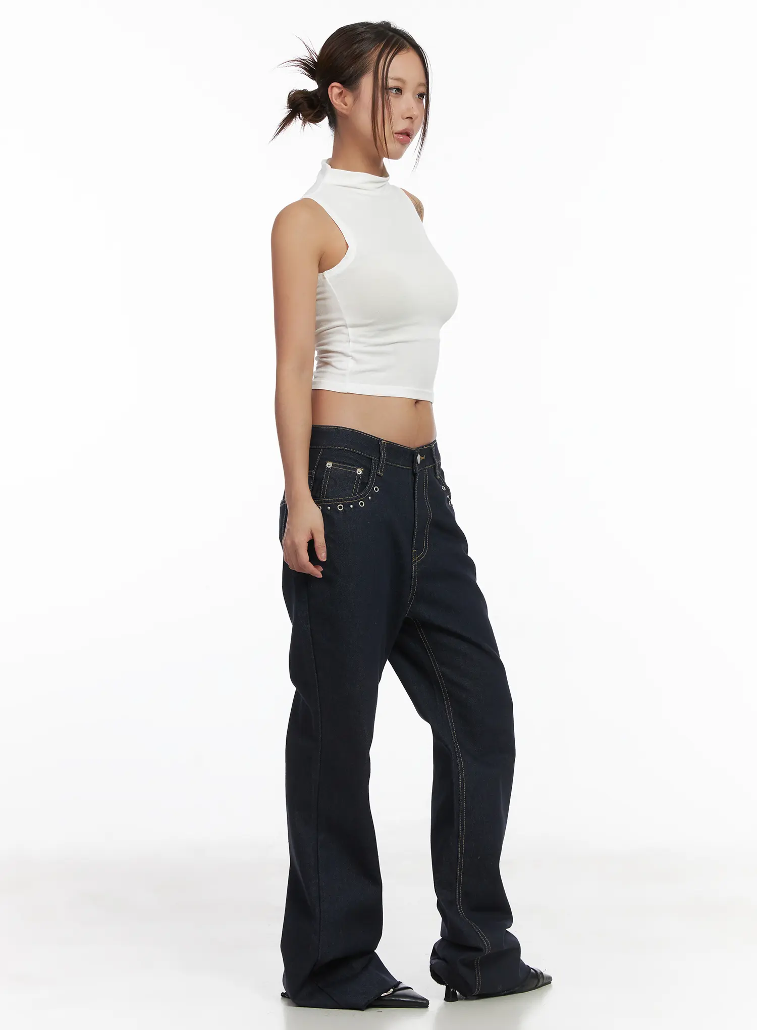 Basic Bock Neck Crop Tank CJ512 - Image 3