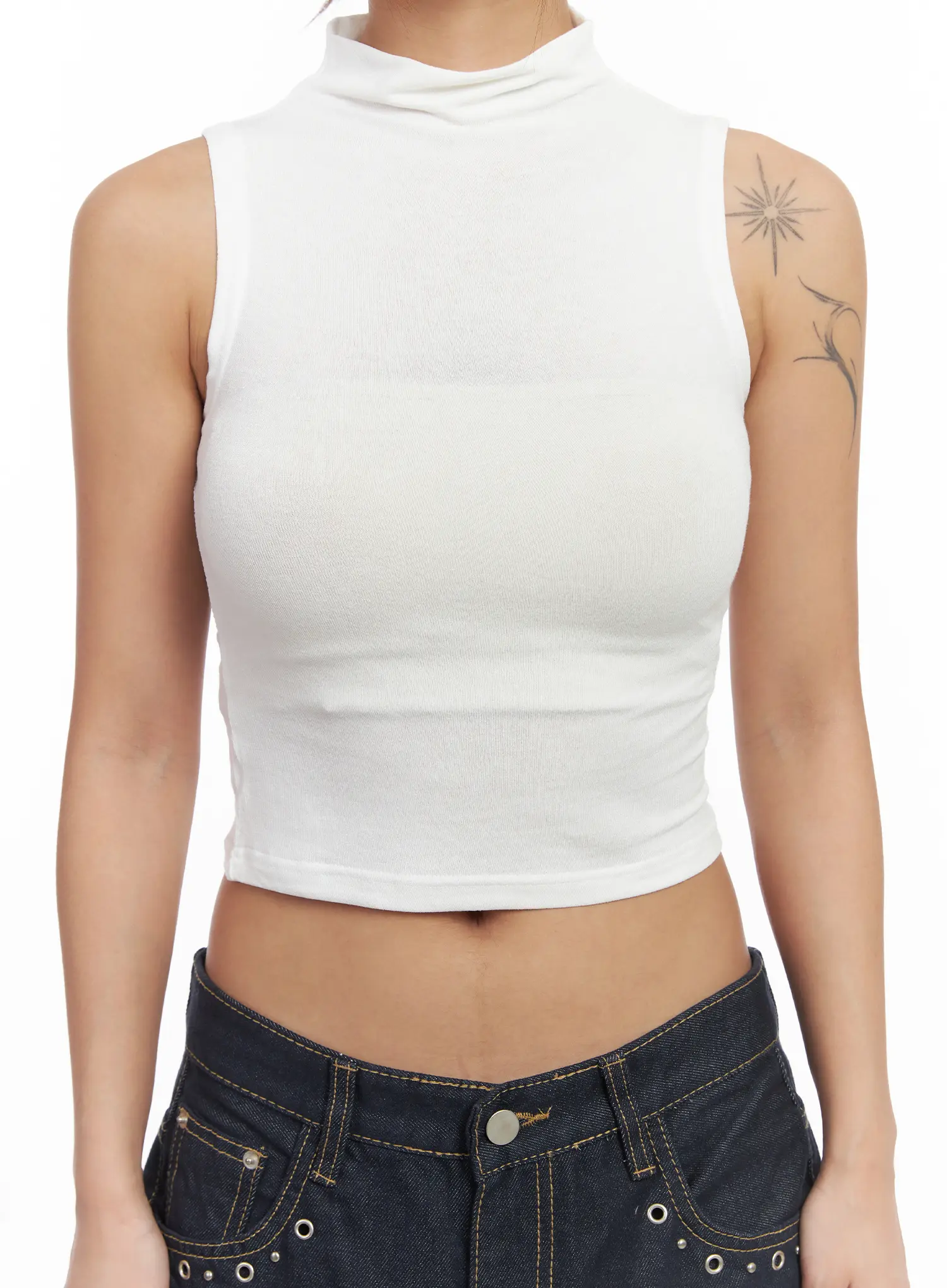 Basic Bock Neck Crop Tank CJ512 - Image 7