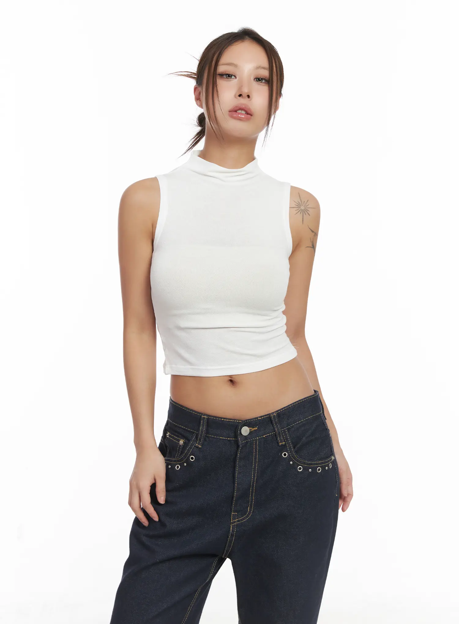 Basic Bock Neck Crop Tank CJ512 - Image 9
