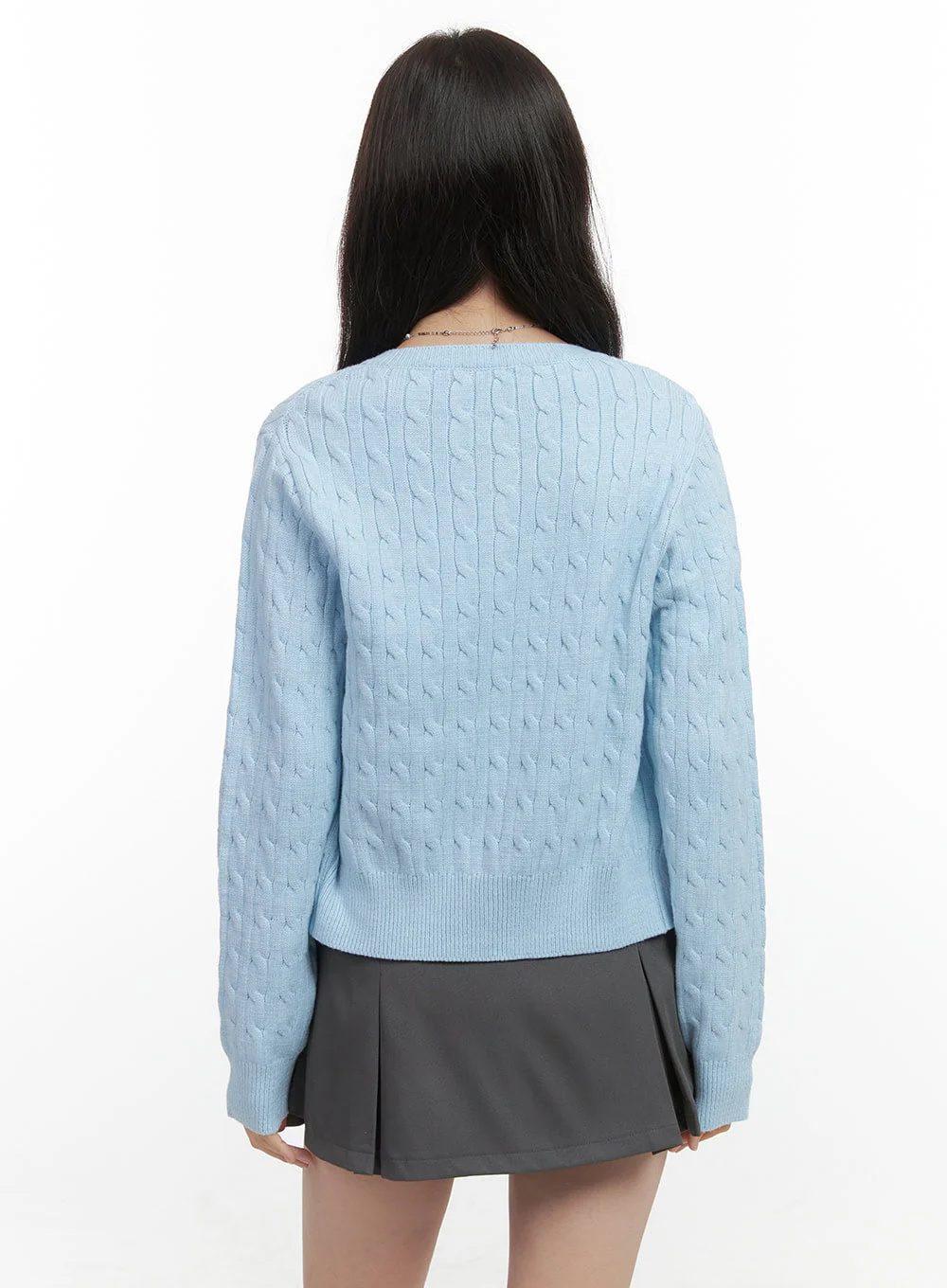 Basic Cable Knit Buttoned Cardigan OS423 - Image 6